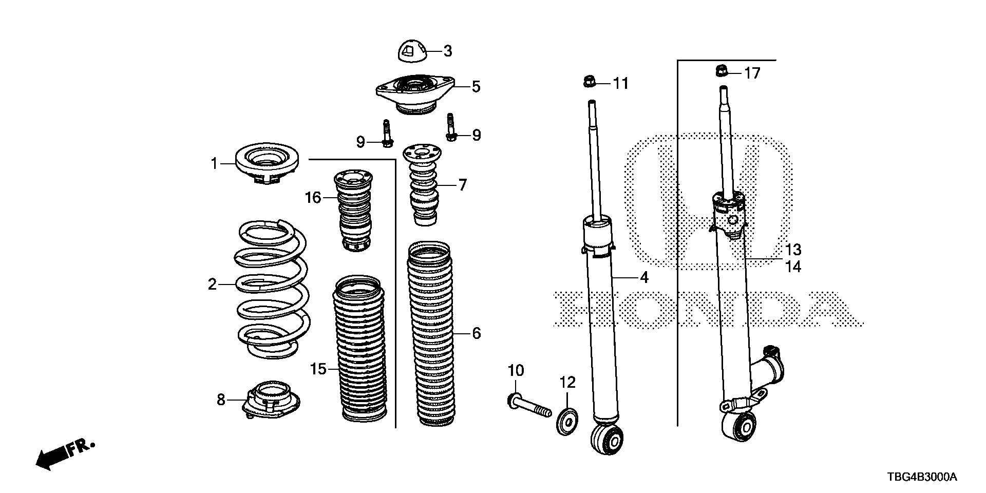 Honda Civic Coupe Spring, Rr. Absorber, Rear, Shock, Steering - 52441 