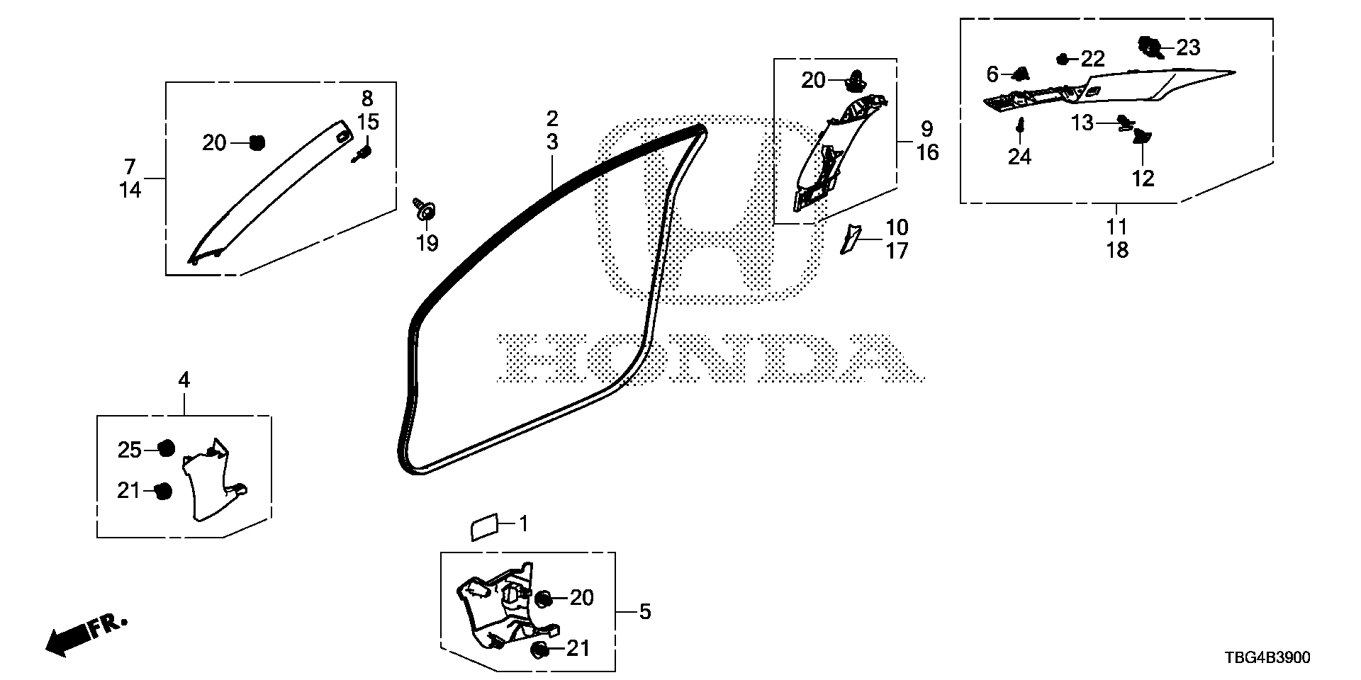 Diagram PILLAR GARNISH for your 1989 Honda Accord Coupe 2.0L MT DX 