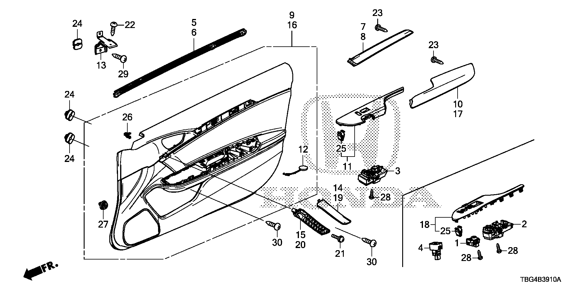 Diagram FRONT DOOR LINING for your Honda Civic Coupe  