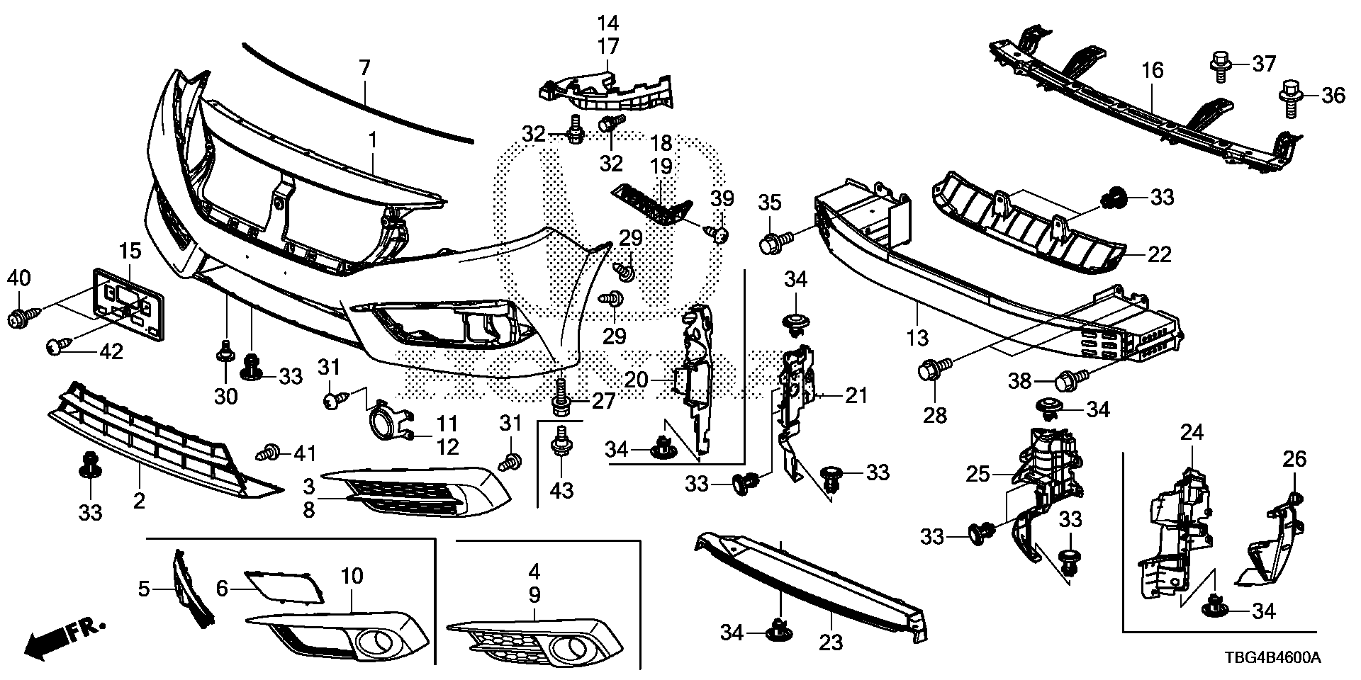 Diagram FRONT BUMPER (1) for your Honda Civic  