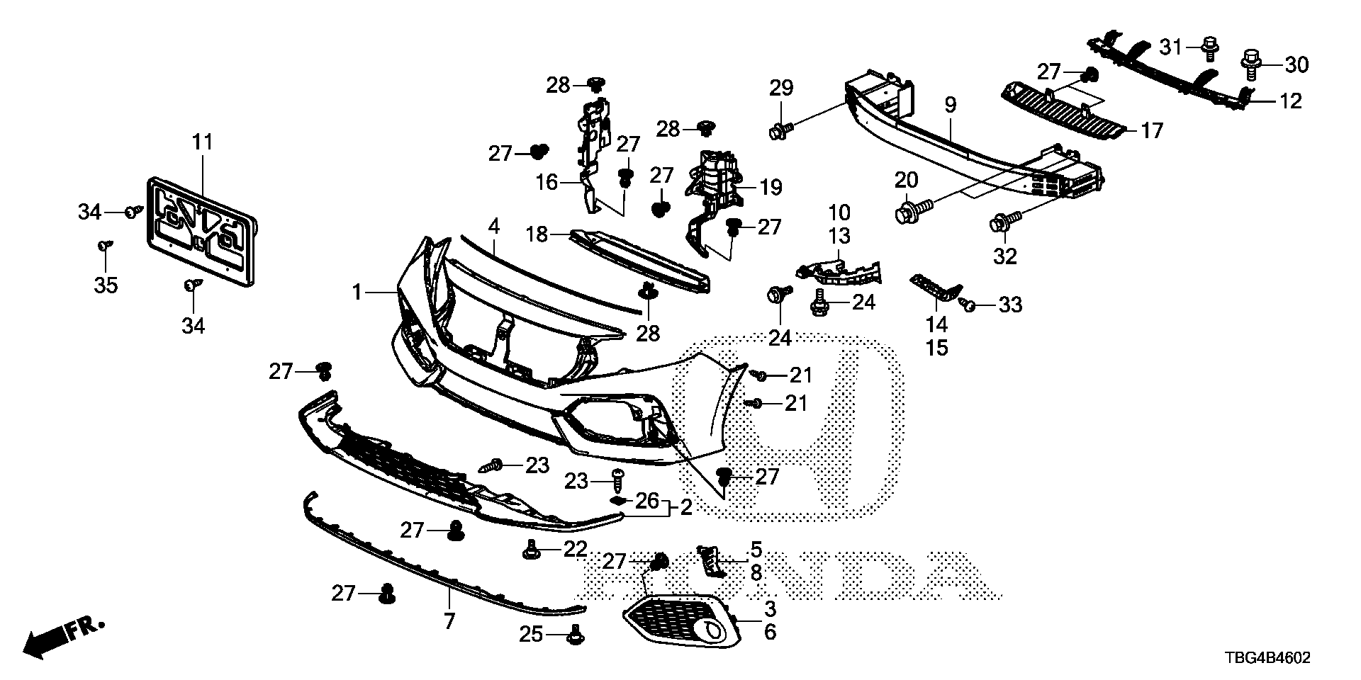 Honda Civic Coupe Garnish, l. Fr. Bumper side. Front, sensing - 71108 ...