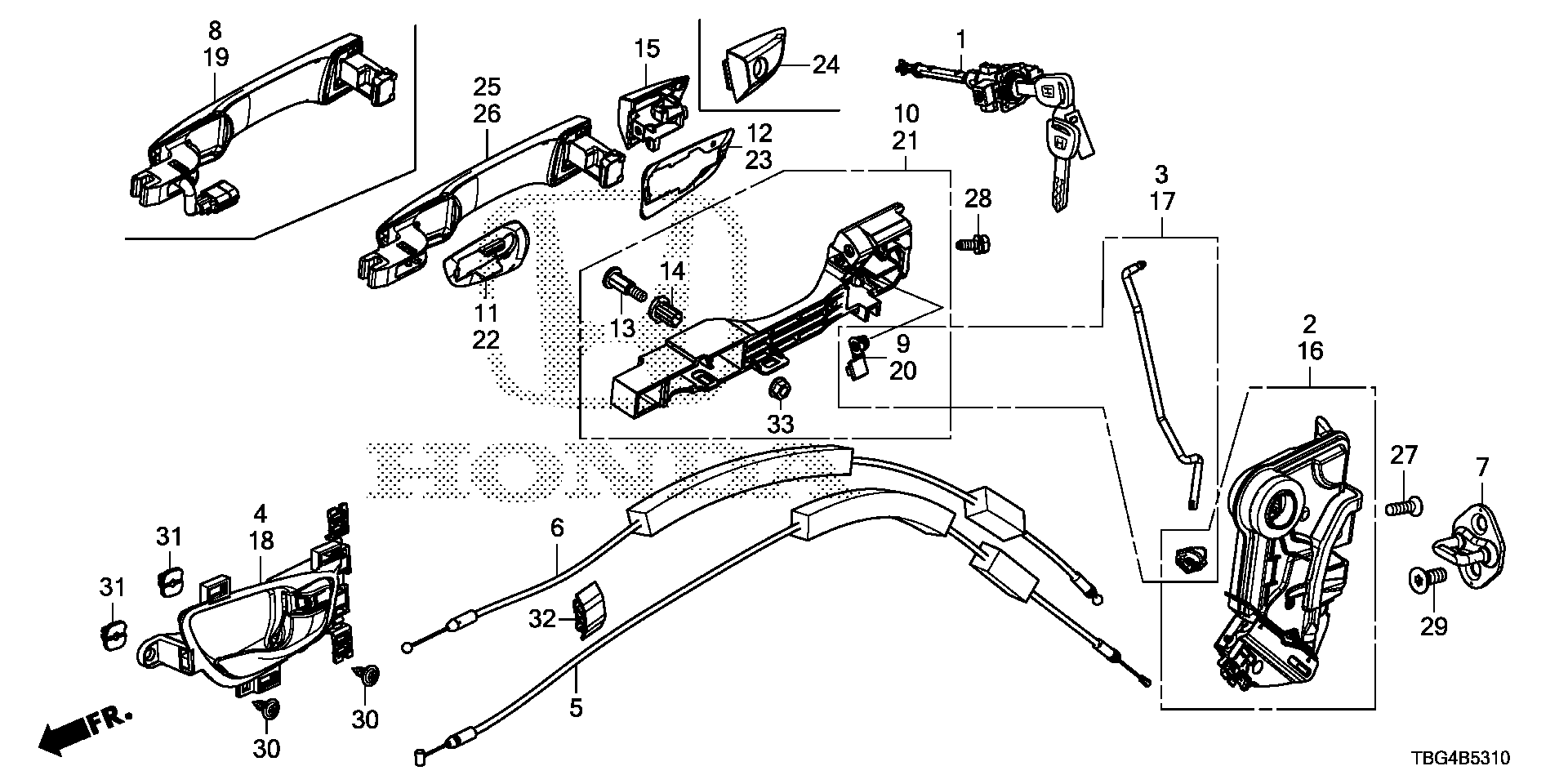 Diagram DOOR LOCKS@OUTER HANDLE for your Honda Civic Coupe  