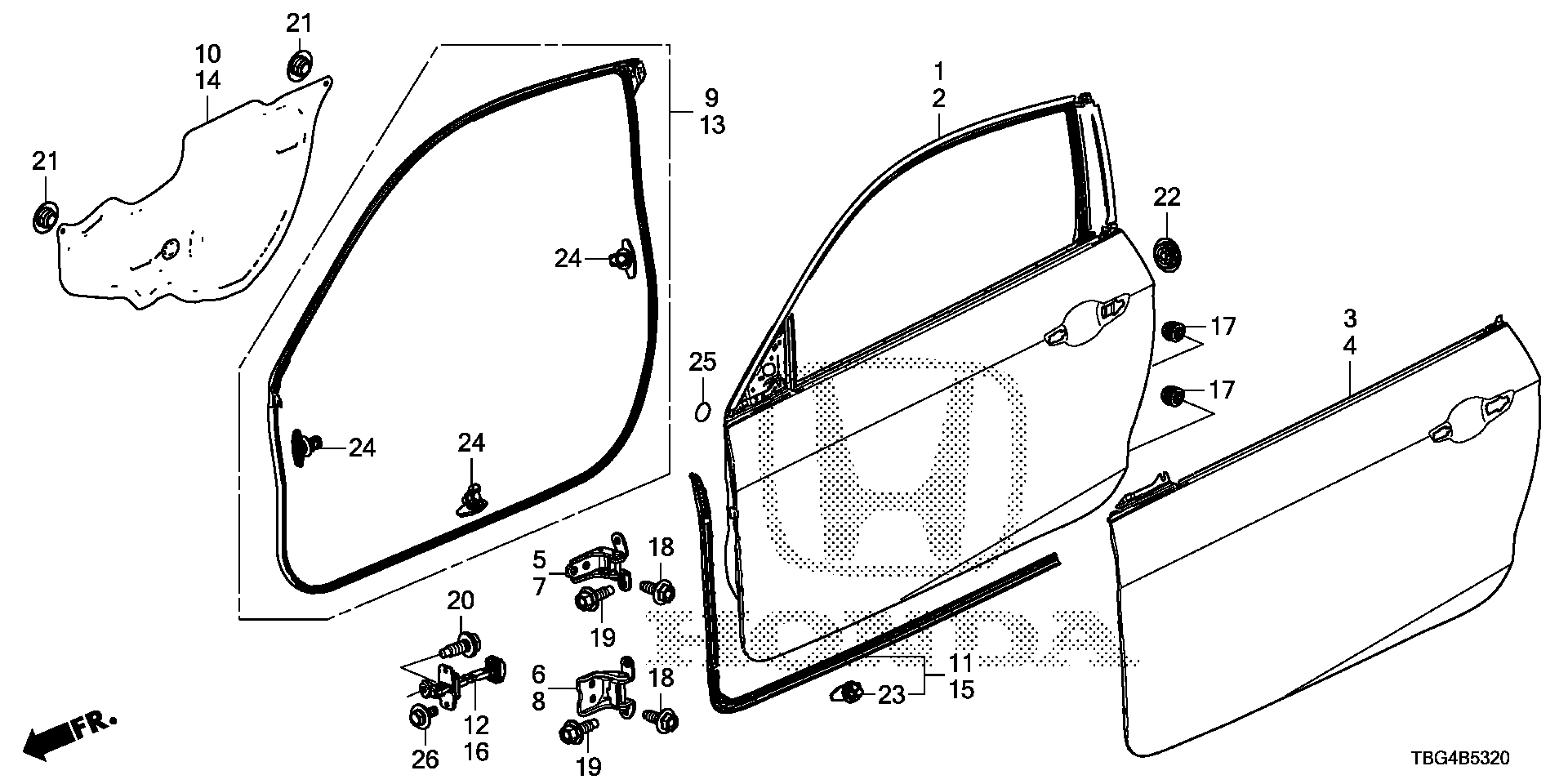 Diagram DOOR PANELS for your 2017 Honda Civic Coupe 2.0L i-VTEC MT LX 