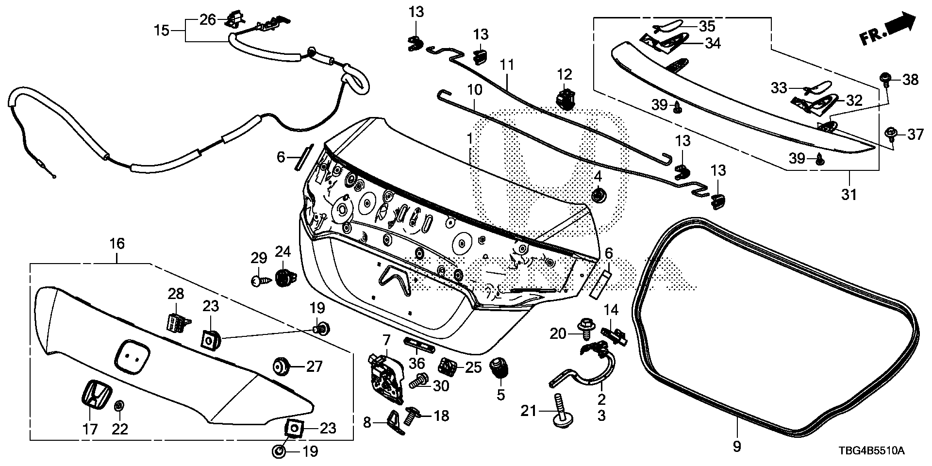 Diagram TRUNK LID for your Honda Civic Coupe  