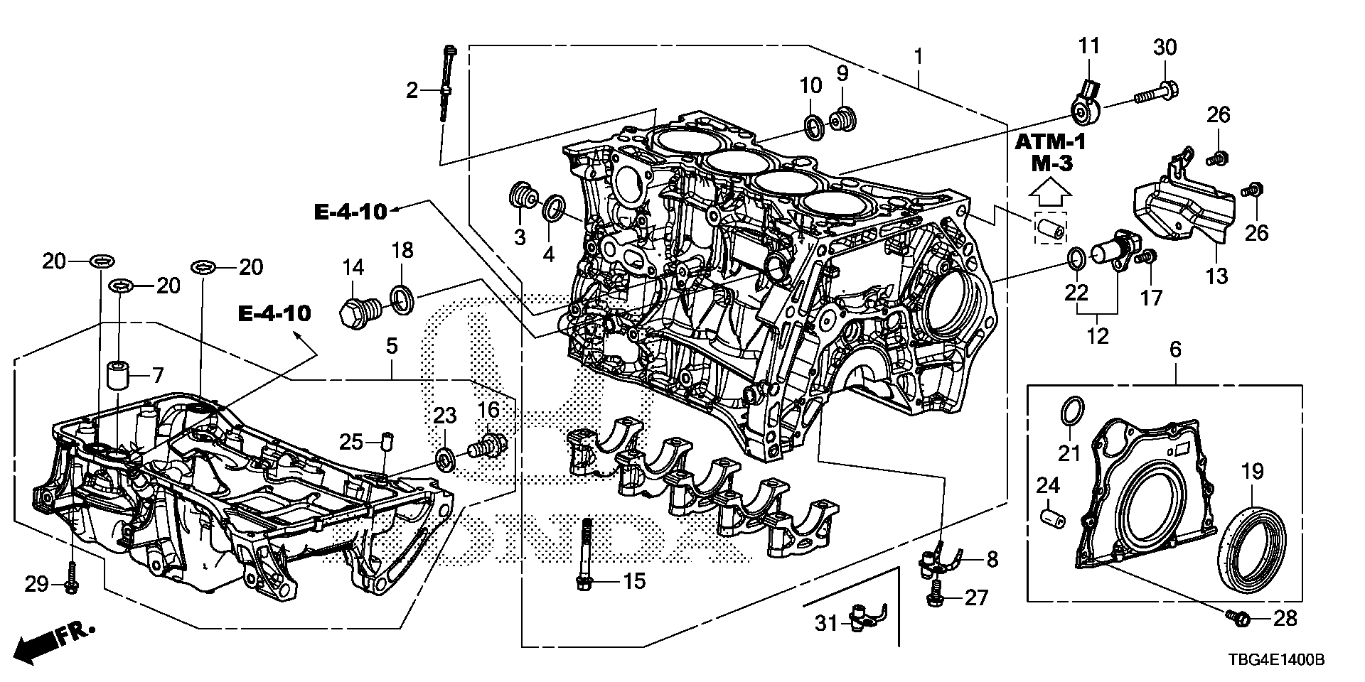 Diagram CYLINDER BLOCK@OIL PAN (1.5L) for your 2000 Honda CR-V   