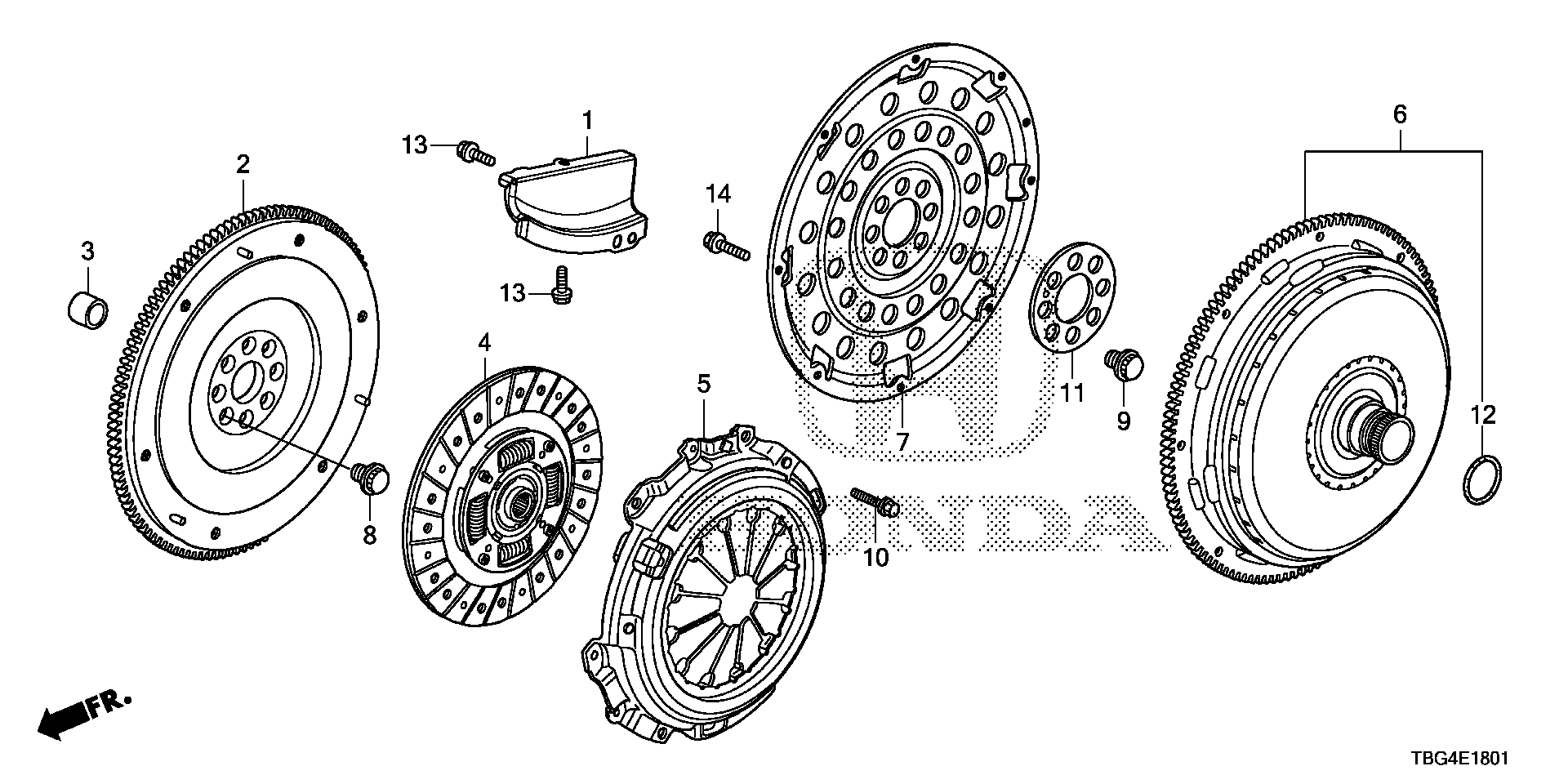 Diagram CLUTCH@TORQUE CONVERTER (2.0L) for your 1990 Honda Civic   