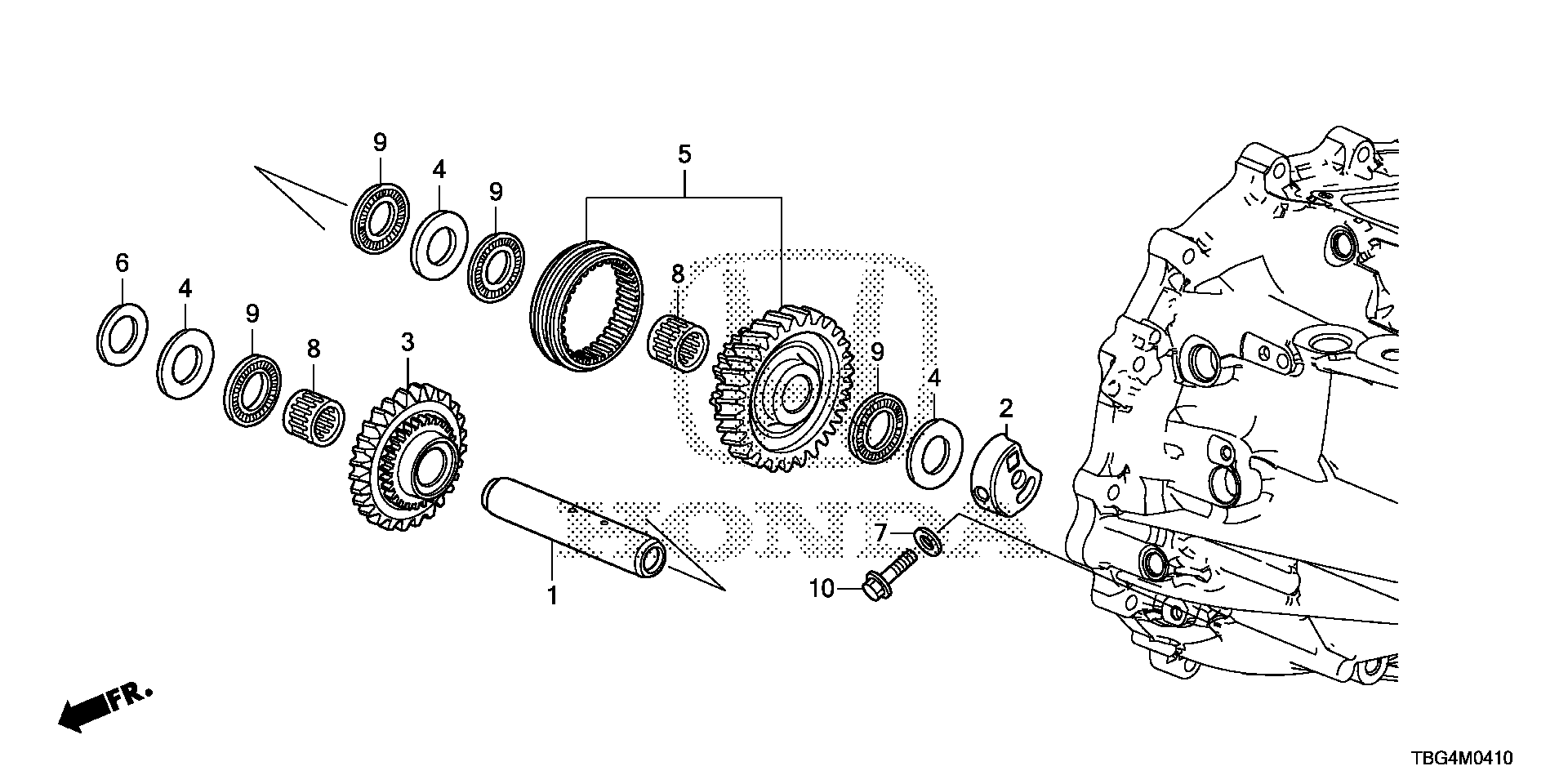 Diagram REVERSE GEAR SHAFT for your 1996 Honda Accord Coupe   