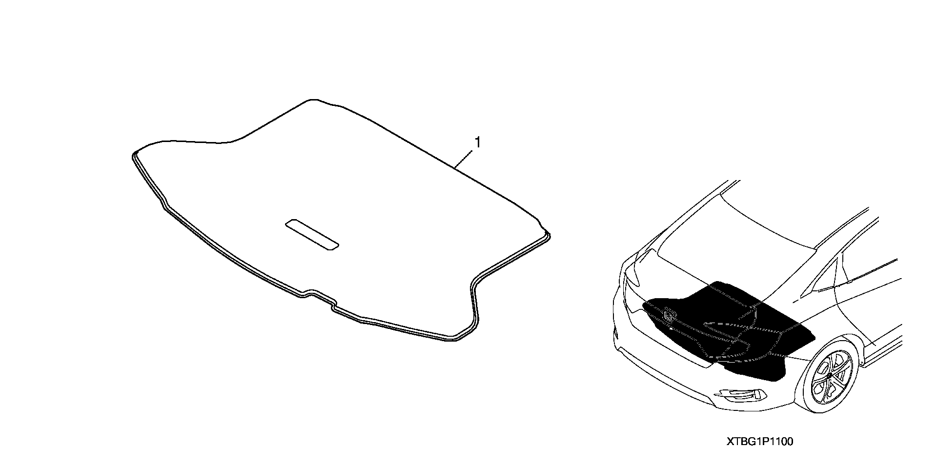 Diagram TRUNK CARPET MAT (1) for your Honda Civic  