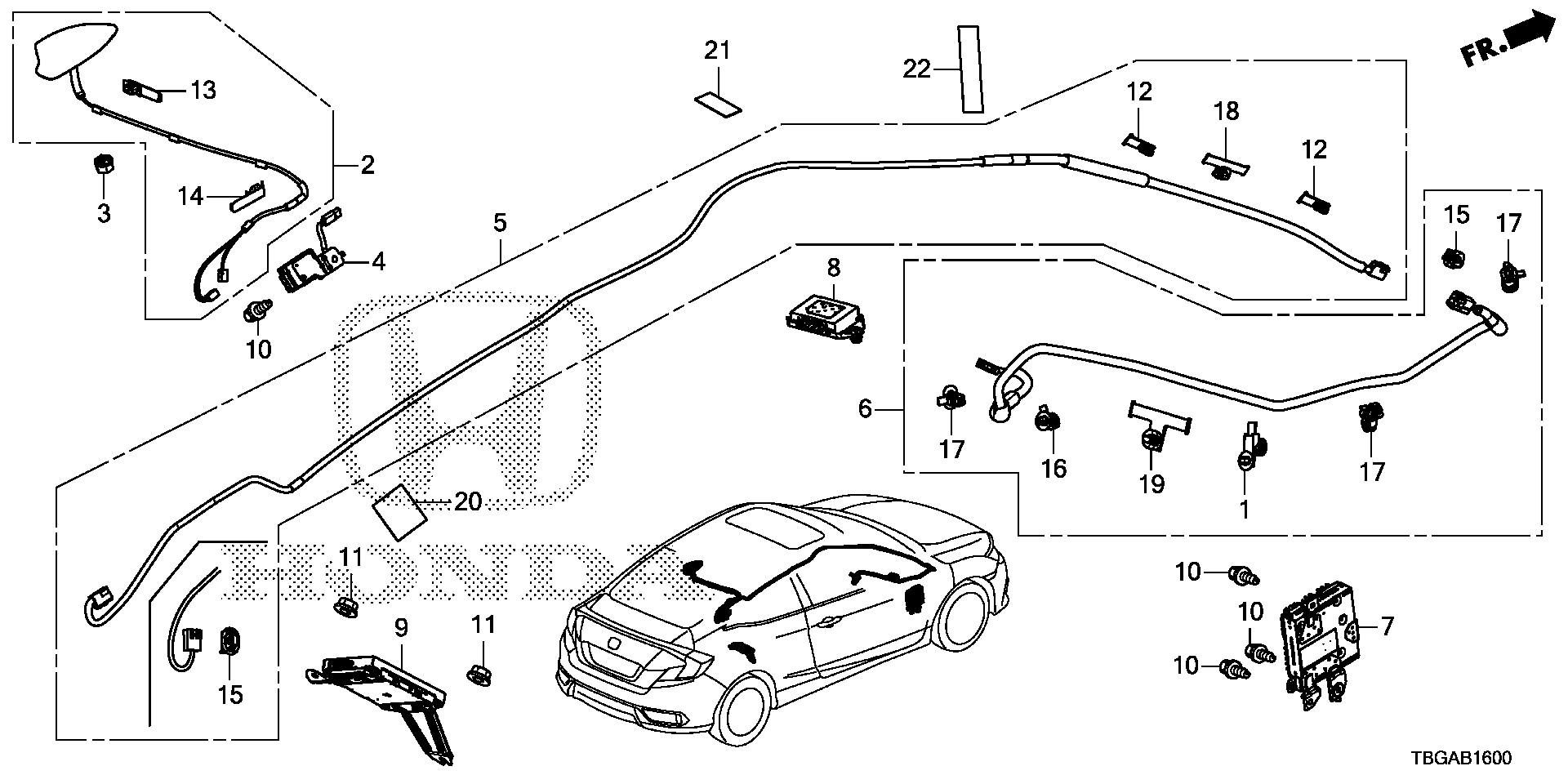 Diagram ANTENNA for your Honda Civic Coupe  