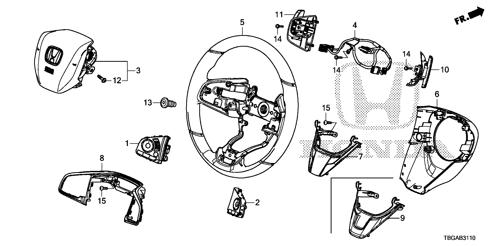 Full size assembly image of STEERING WHEEL (SRS) (1/1)