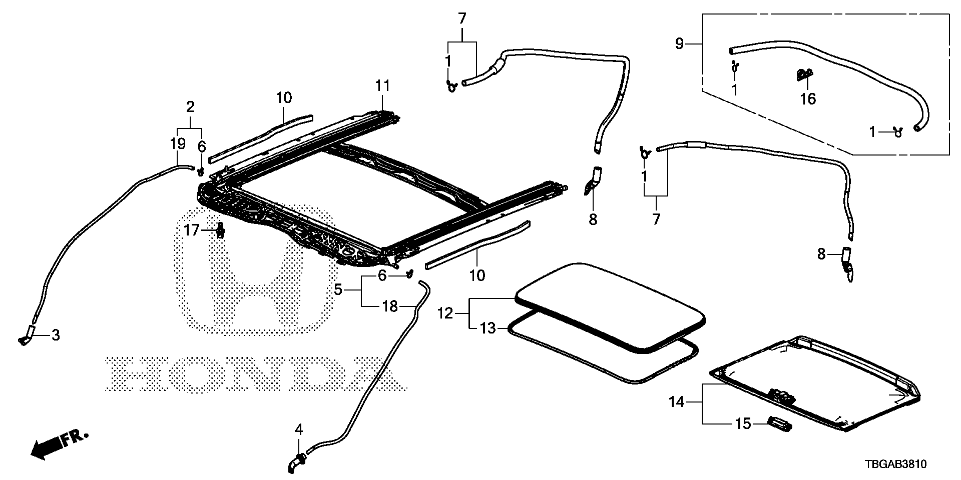 Diagram SLIDING ROOF for your 2007 Honda Pilot   