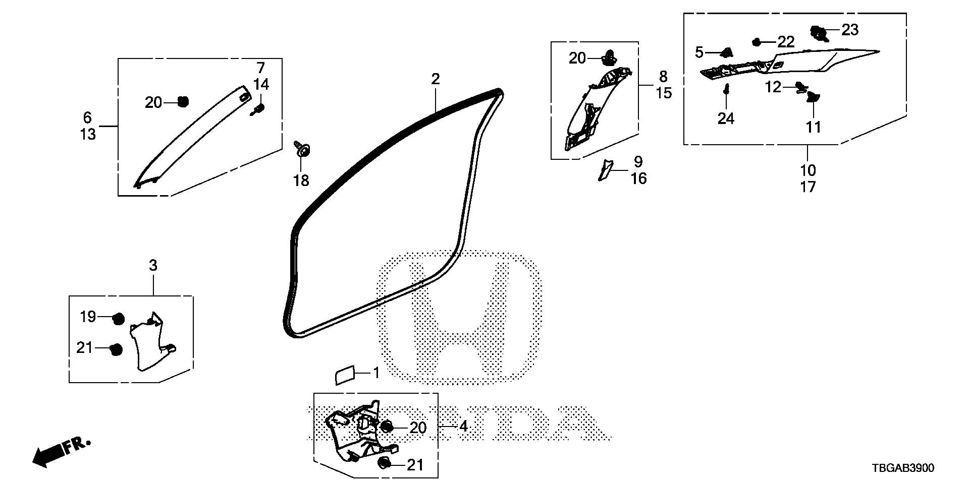 Diagram PILLAR GARNISH for your 1989 Honda Accord Coupe 2.0L MT DX 