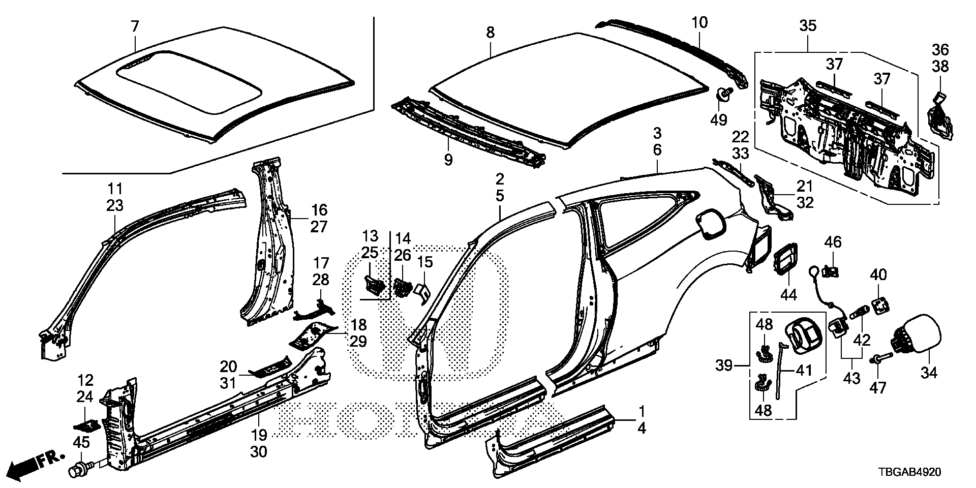 Full size assembly image of OUTER PANEL@REAR PANEL (1/1)