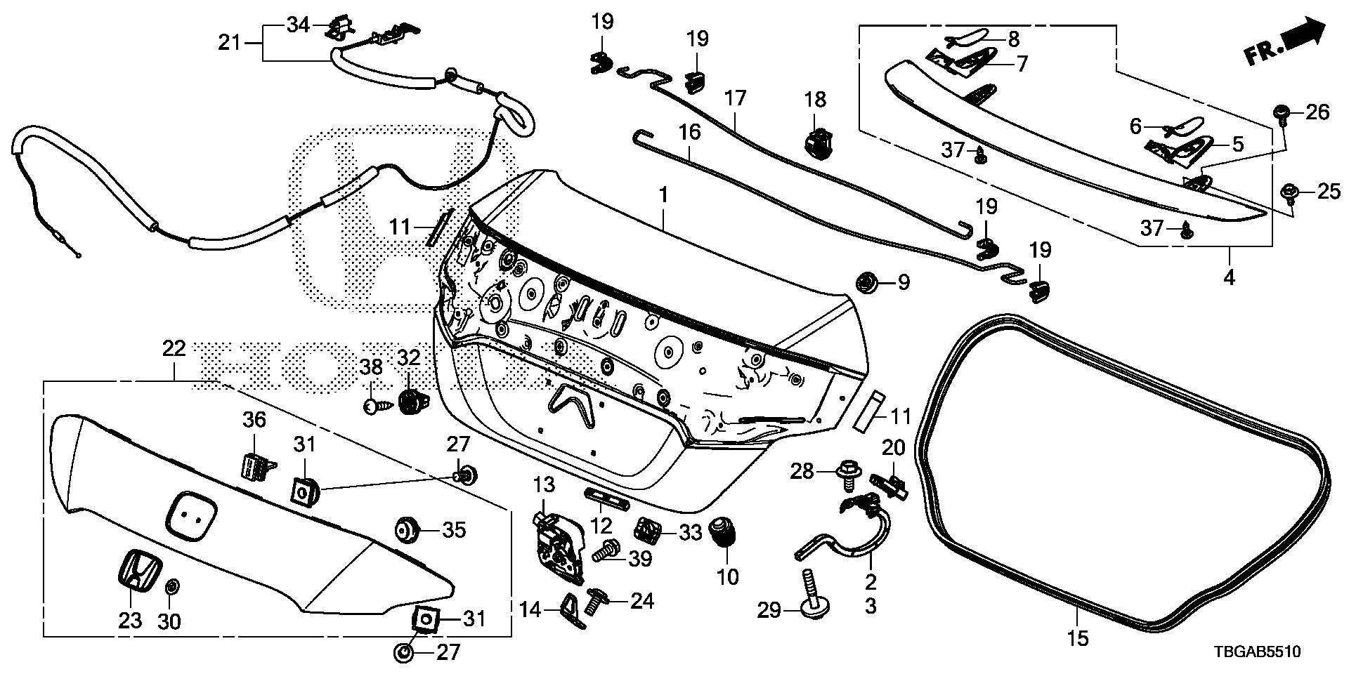 Diagram TRUNK LID for your Honda Civic Coupe  