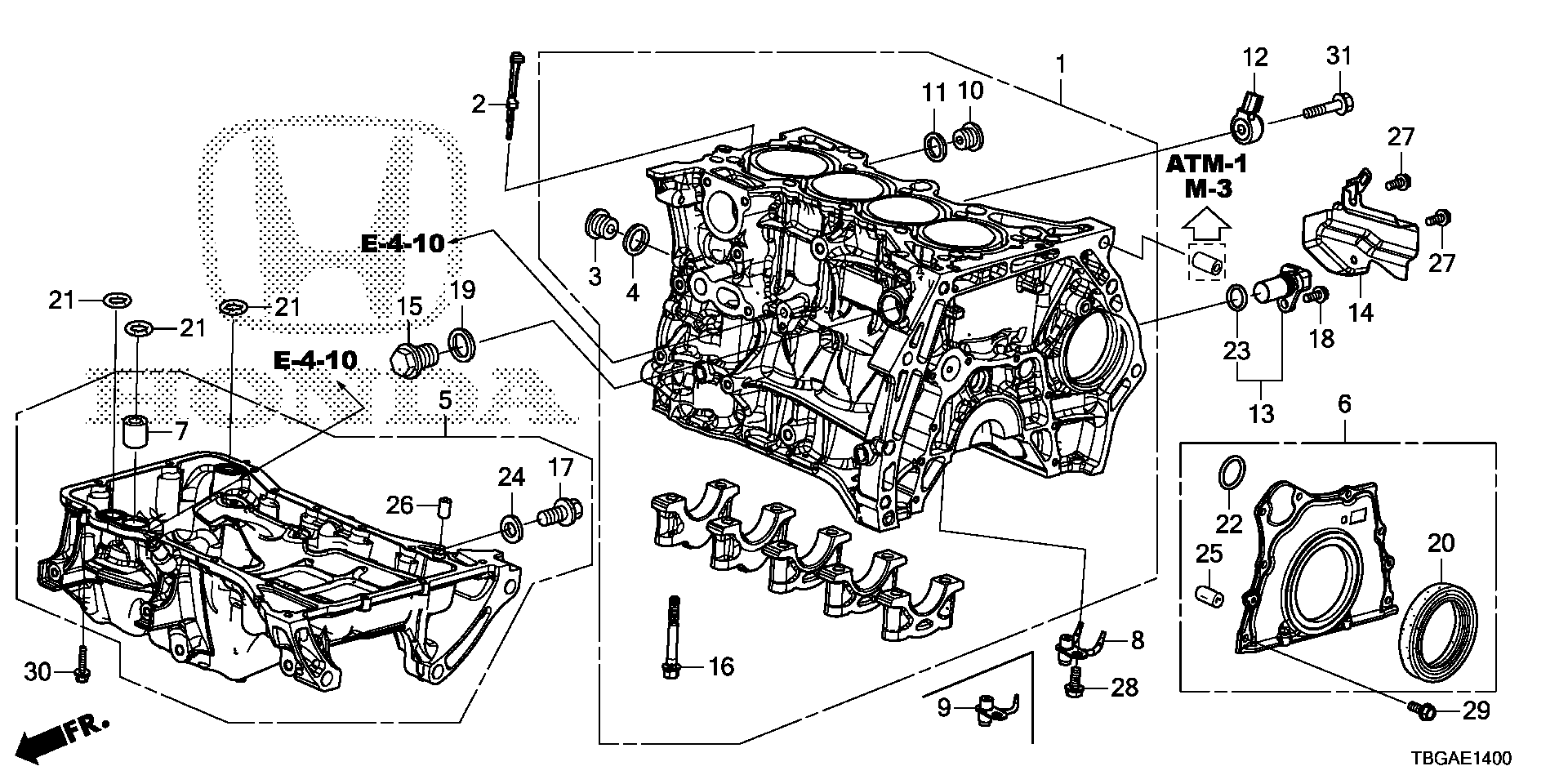 Diagram CYLINDER BLOCK@OIL PAN (1.5L) for your 2004 Honda CR-V   