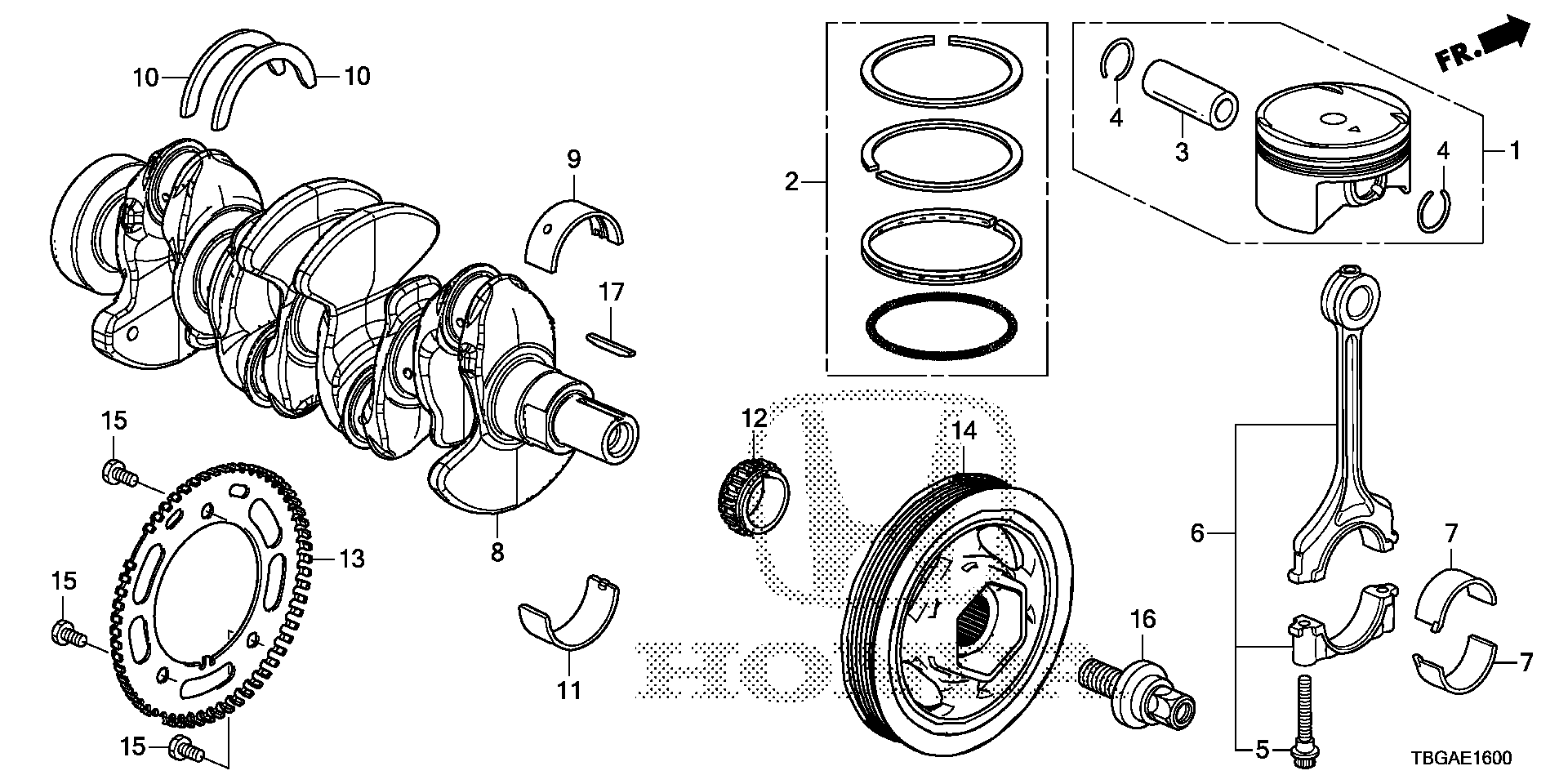 Diagram CRANKSHAFT@PISTON (1.5L) for your 1990 Honda Civic   