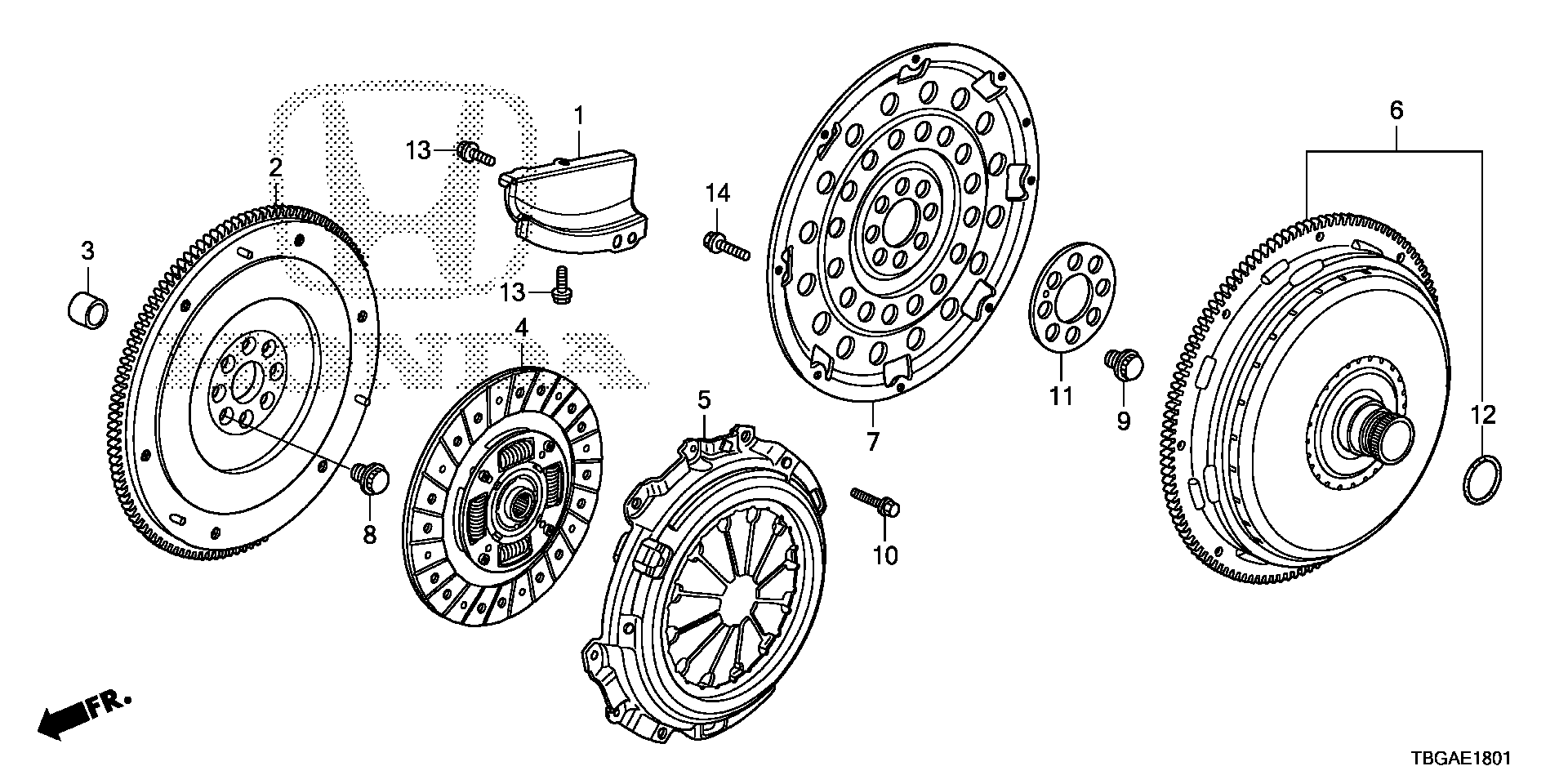 Diagram CLUTCH@TORQUE CONVERTER (2.0L) for your 1990 Honda Civic   