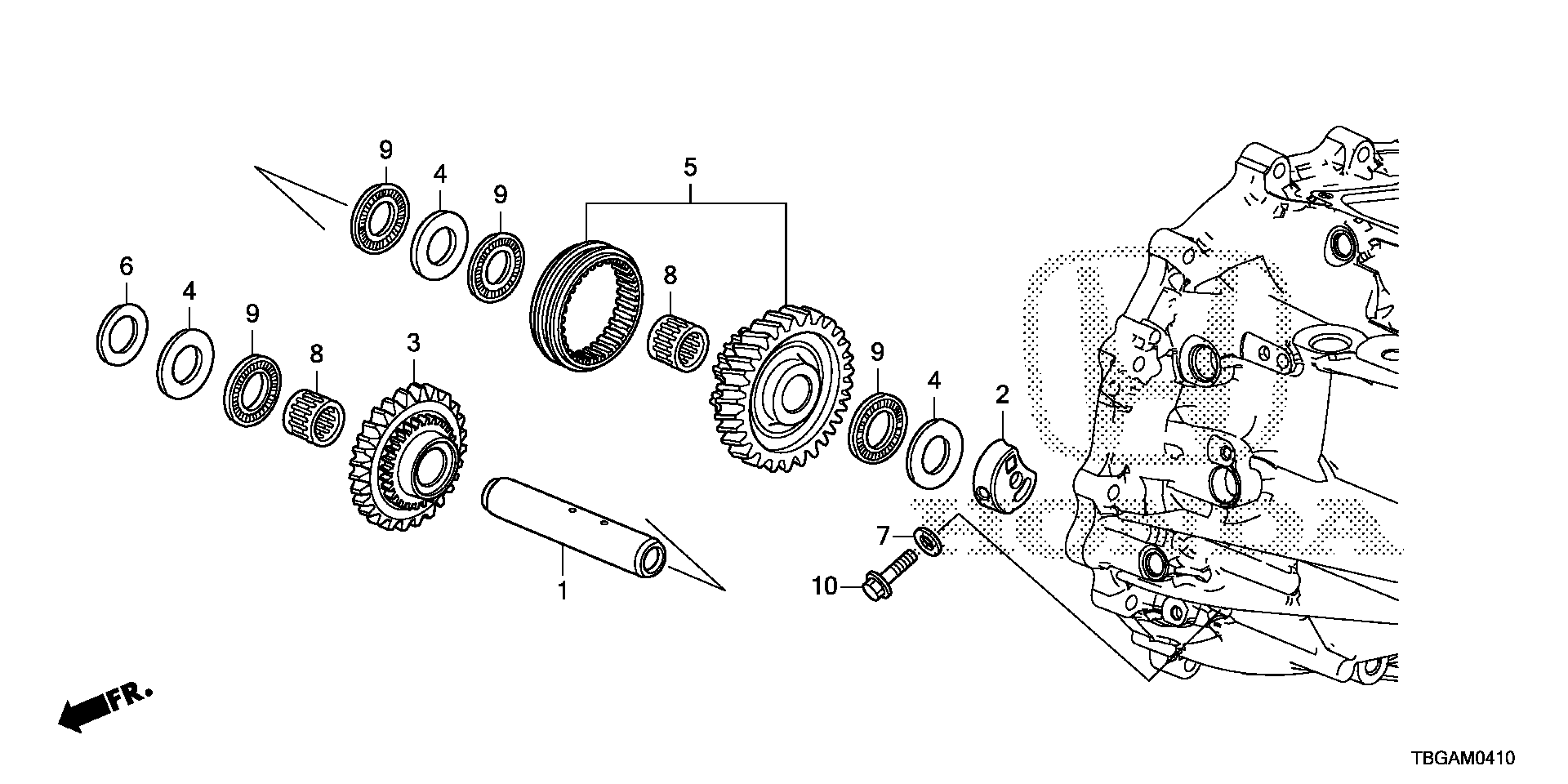 Diagram REVERSE GEAR SHAFT for your 1996 Honda Accord Coupe   