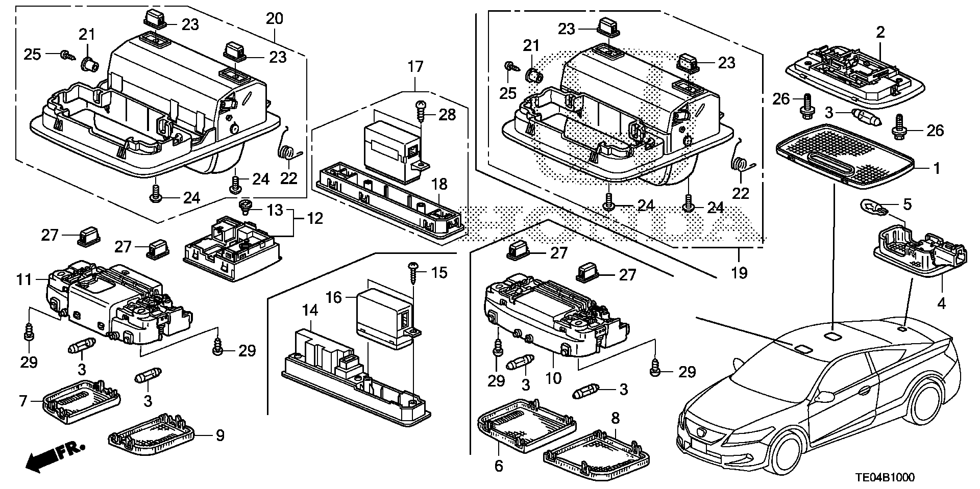 Diagram INTERIOR LIGHT for your 2023 Honda Passport   