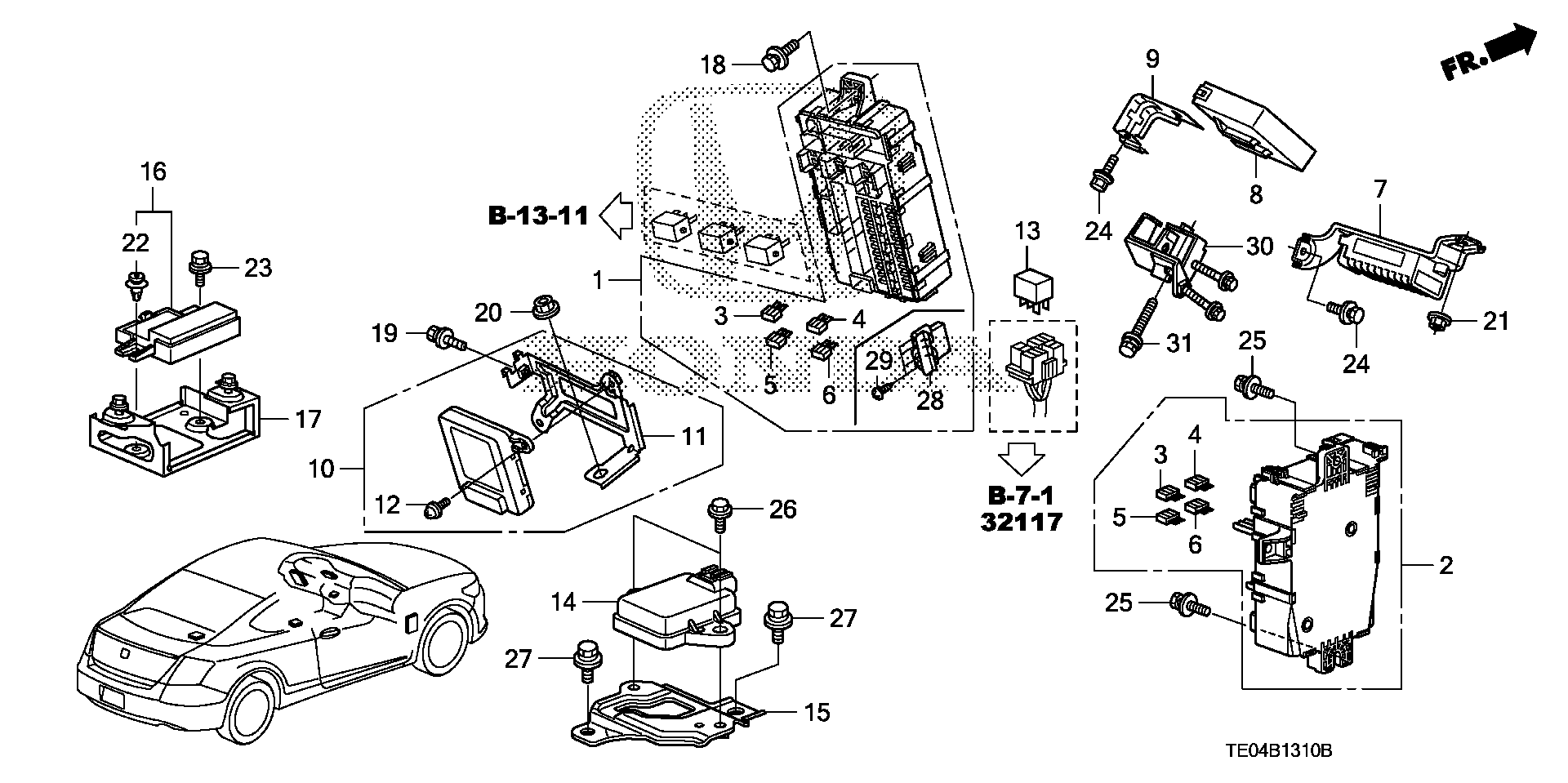 Diagram CONTROL UNIT (CABIN) (1) for your 2003 Honda Pilot   