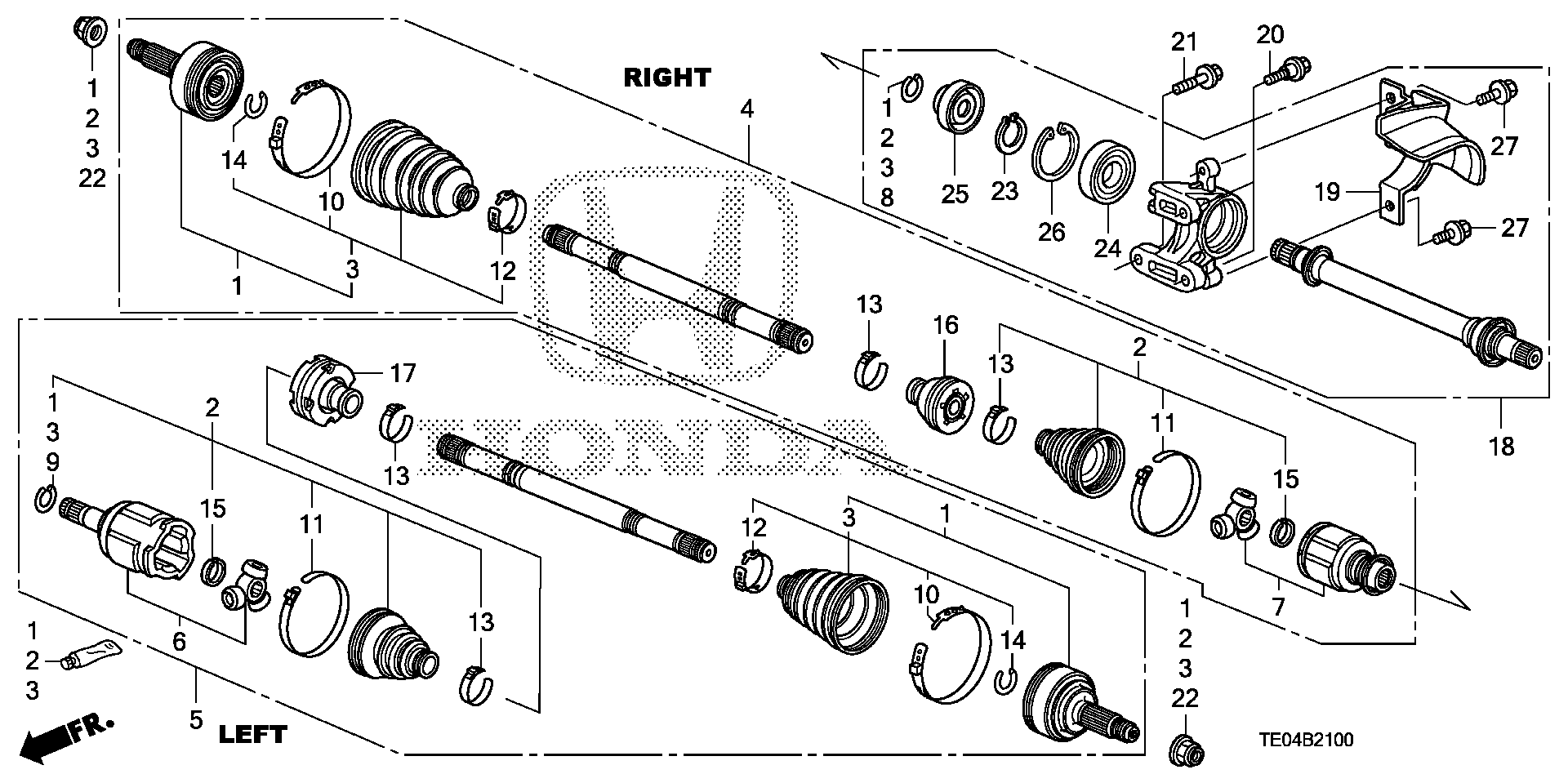 Diagram DRIVESHAFT@HALF SHAFT (L4) for your Honda Accord Coupe  