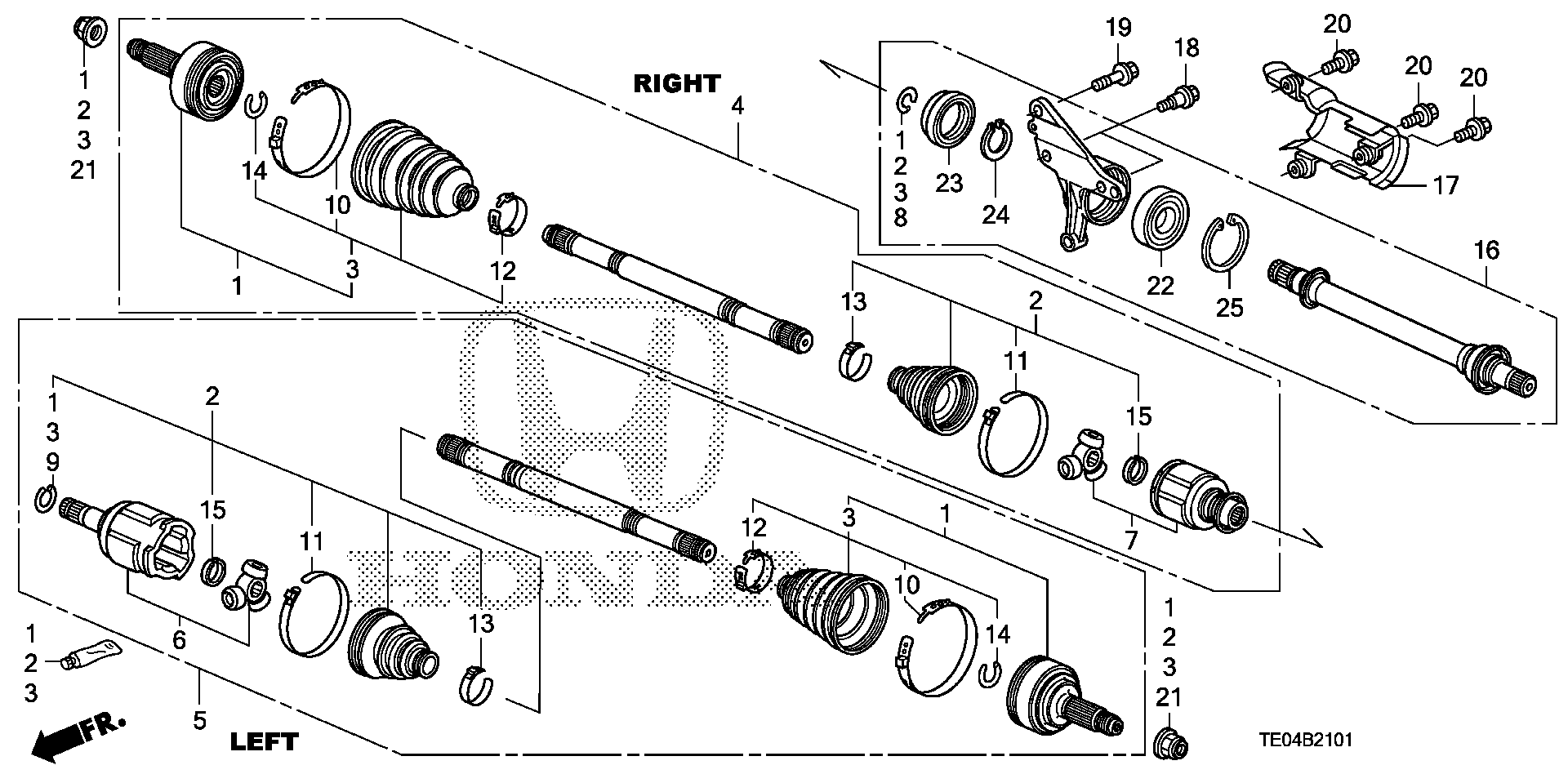 Diagram DRIVESHAFT@HALF SHAFT (V6) (MT) for your Honda Accord Coupe  