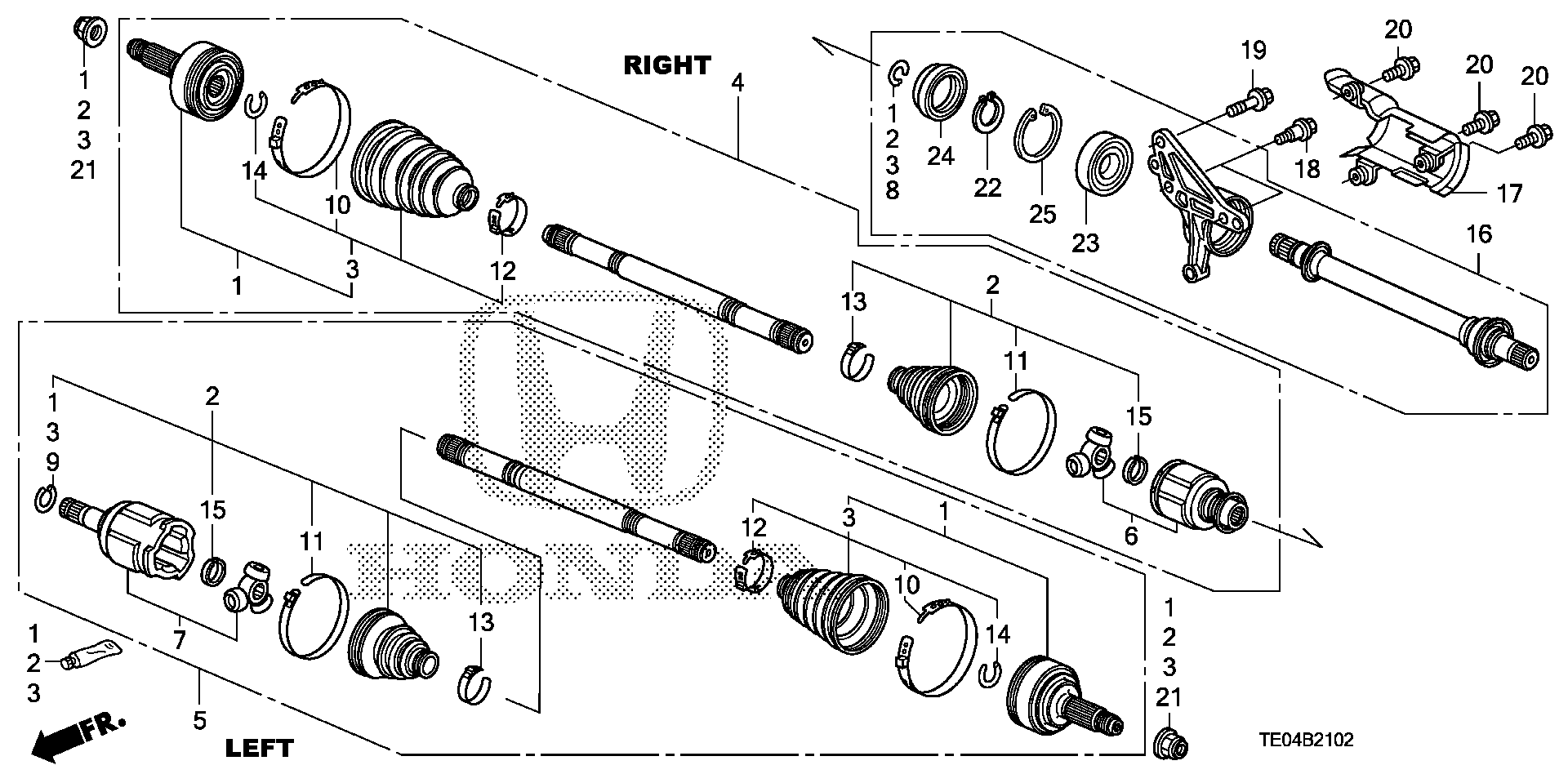 Diagram DRIVESHAFT@HALF SHAFT (V6) (AT) for your Honda Accord Coupe  