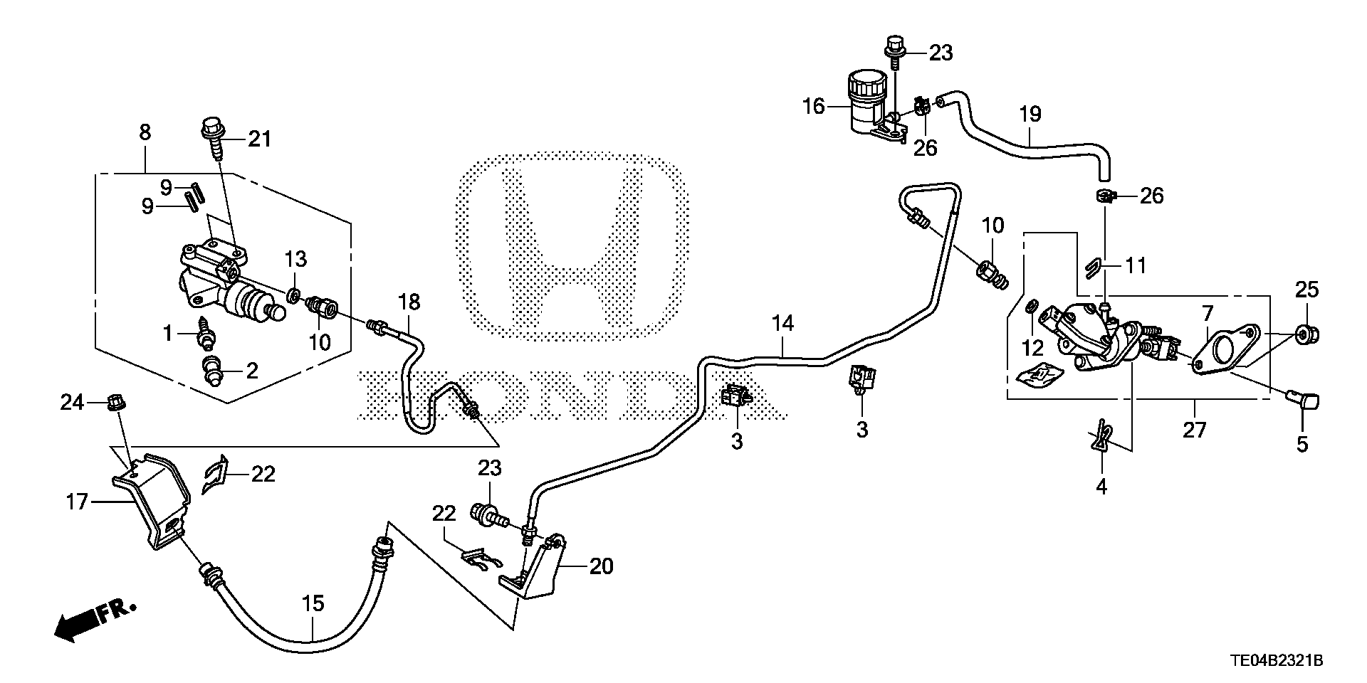 Diagram CLUTCH MASTER CYLINDER (V6) for your 1994 Honda Civic Hatchback   