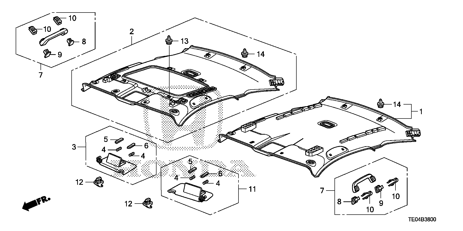 Diagram ROOF LINING for your Honda Element  