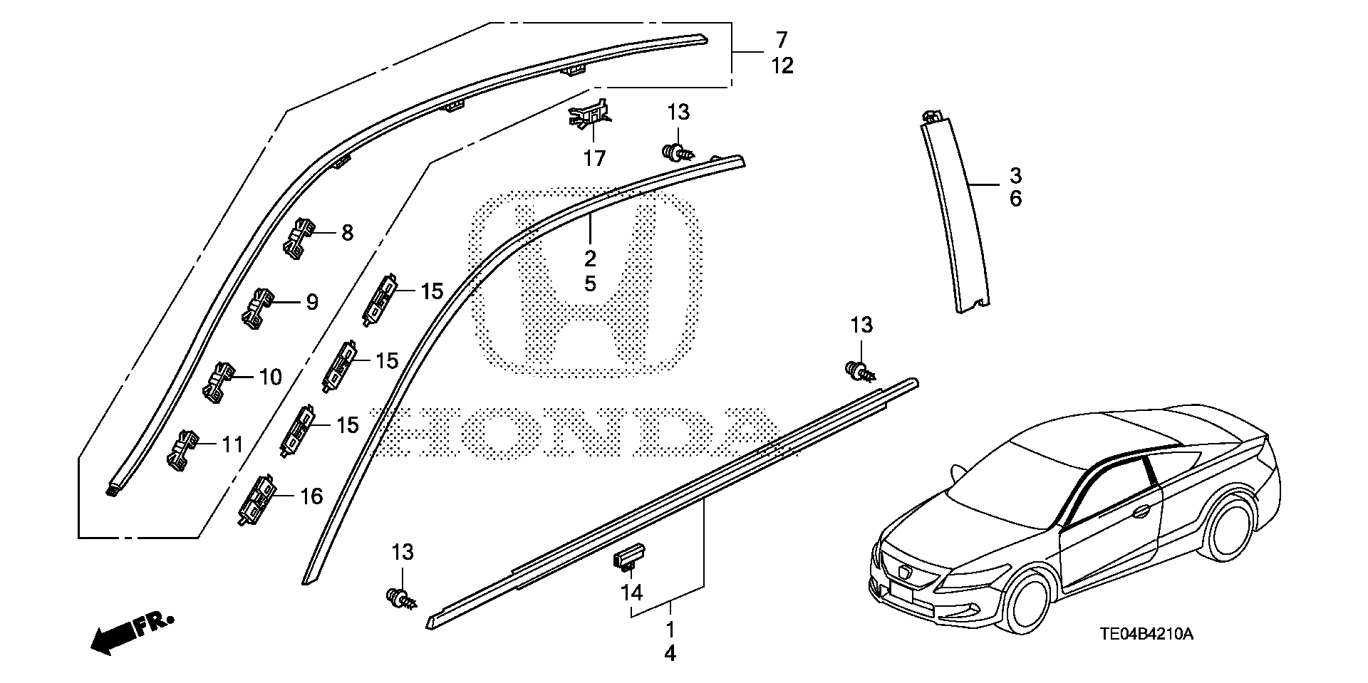 Diagram MOLDING for your 1993 Honda Civic   