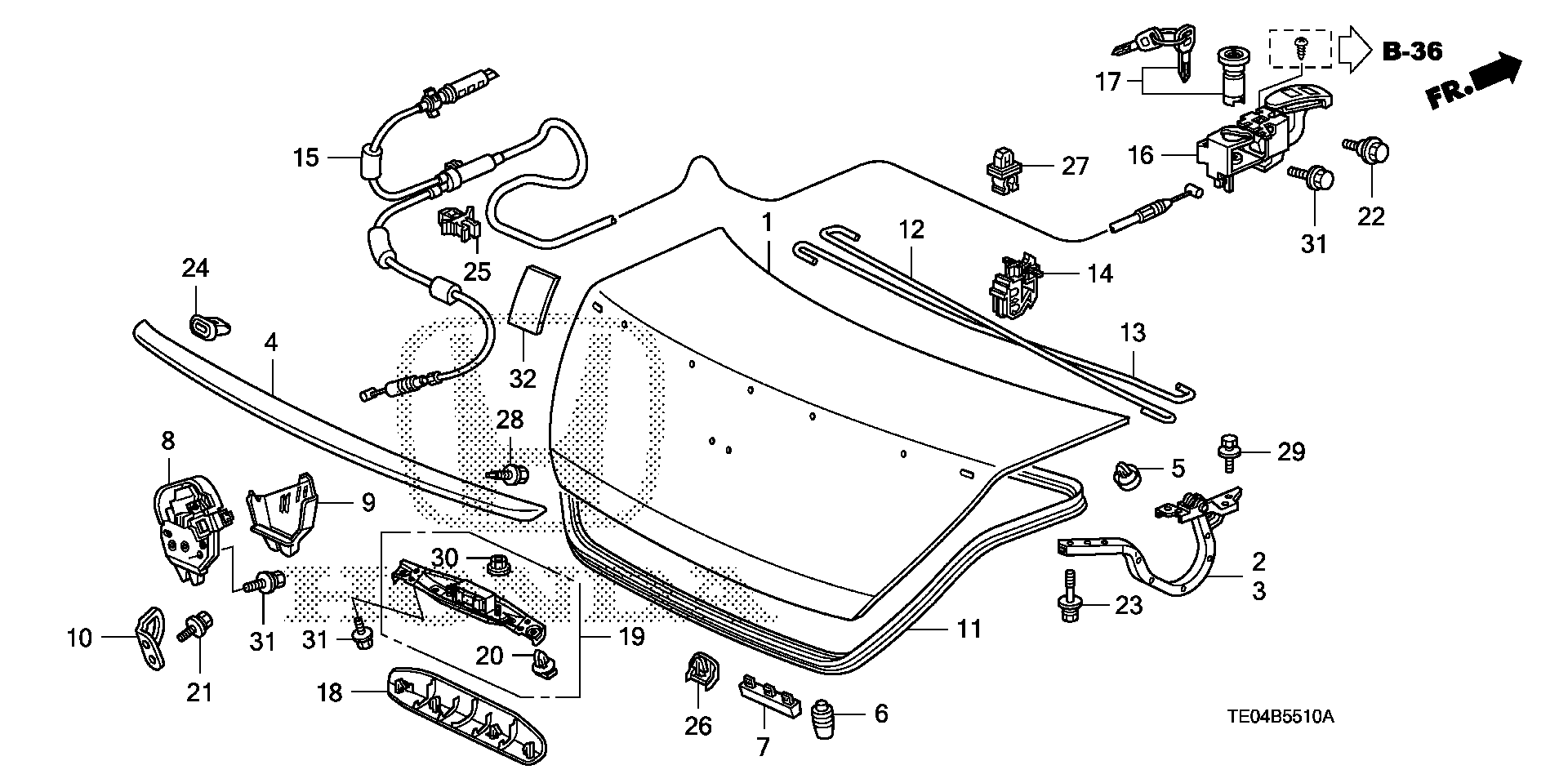 Diagram TRUNK LID for your 2023 Honda Accord   