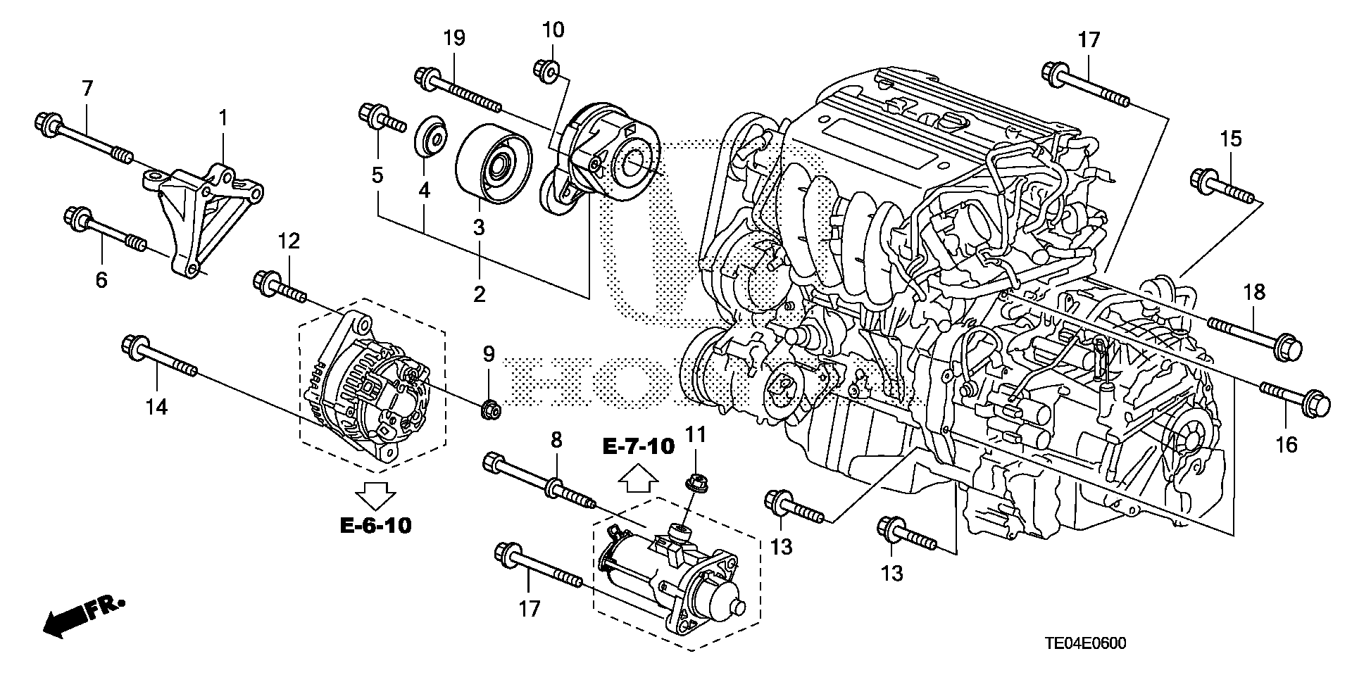 Diagram ENGINE MOUNTING BRACKET (L4) for your 2004 Honda Civic   