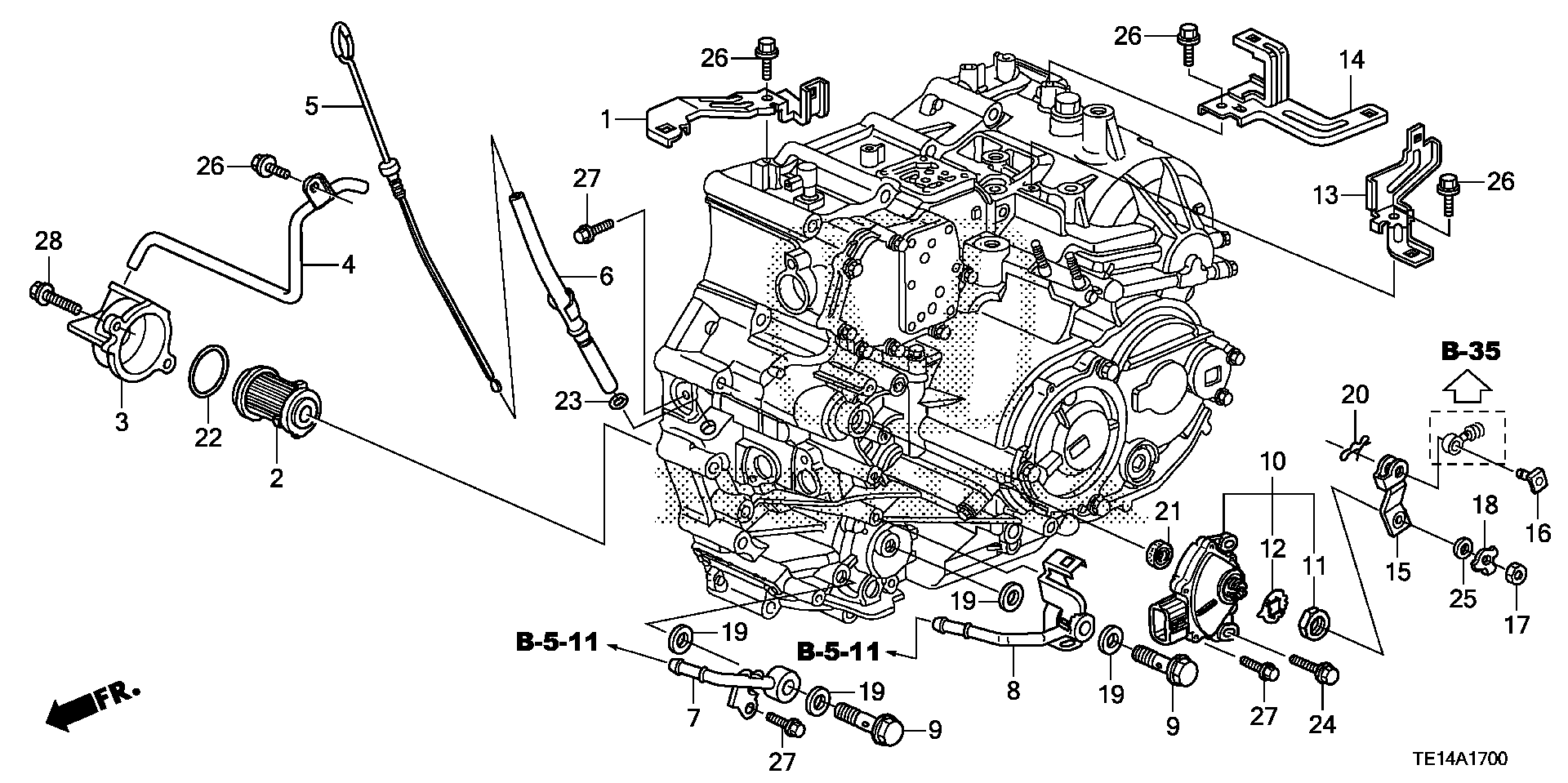 Diagram OIL LEVEL GAUGE@ATF PIPE (V6) for your Honda