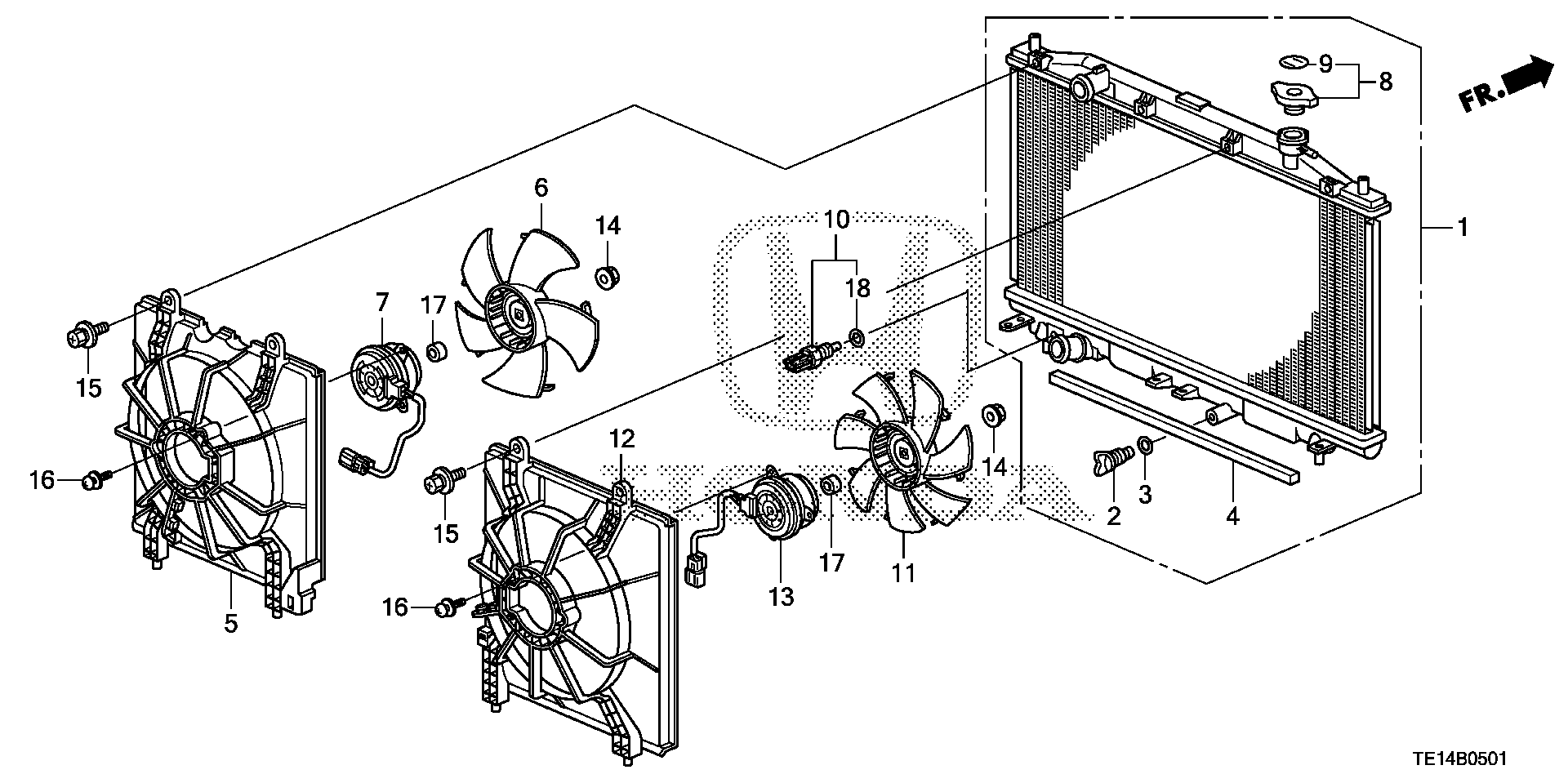 Diagram RADIATOR (L4) (TOYO) for your Honda Accord Coupe  