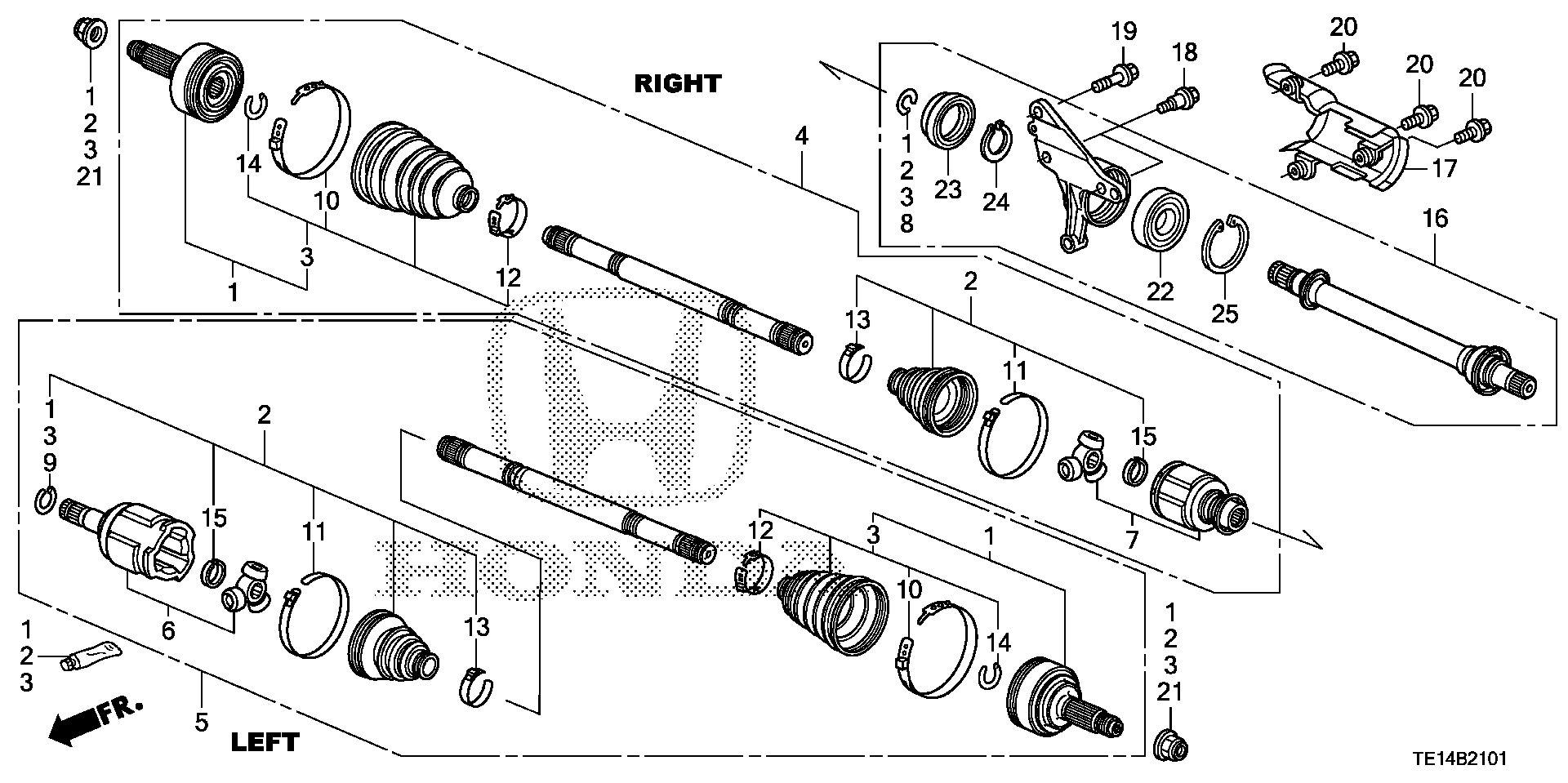 Diagram DRIVESHAFT@HALF SHAFT (V6) (MT) for your Honda Accord Coupe  