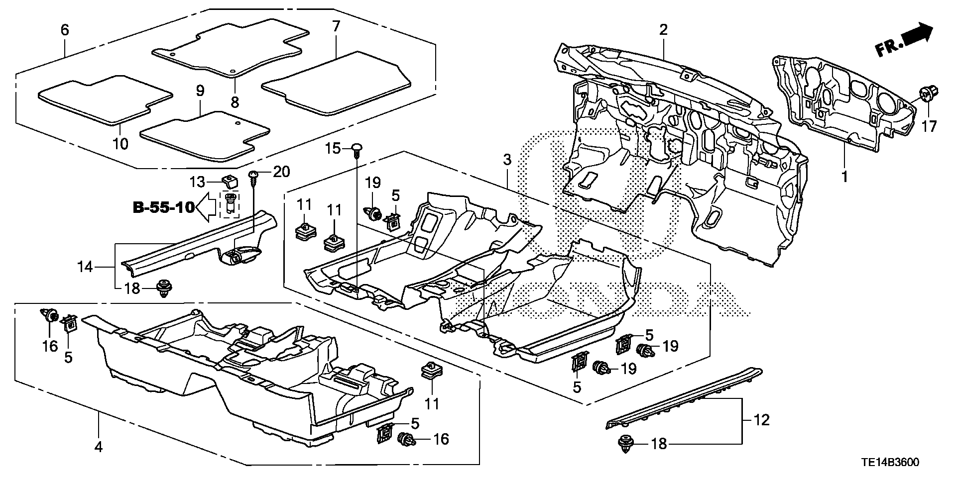 Diagram FLOOR MAT for your 2008 Honda Pilot   