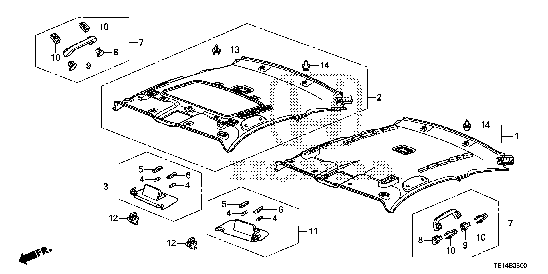 Diagram ROOF LINING for your Honda Element  