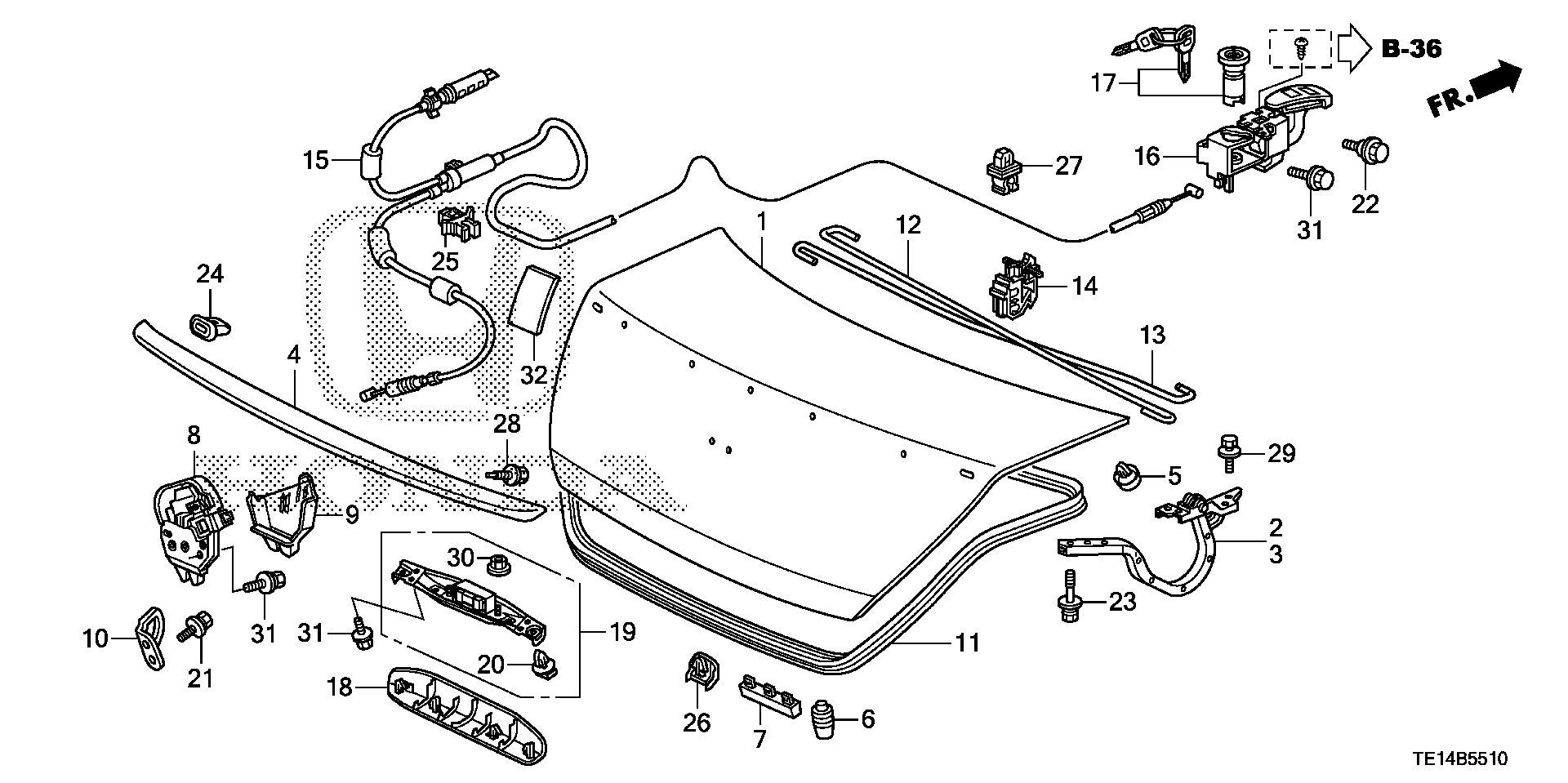 Diagram TRUNK LID for your 2023 Honda Accord   