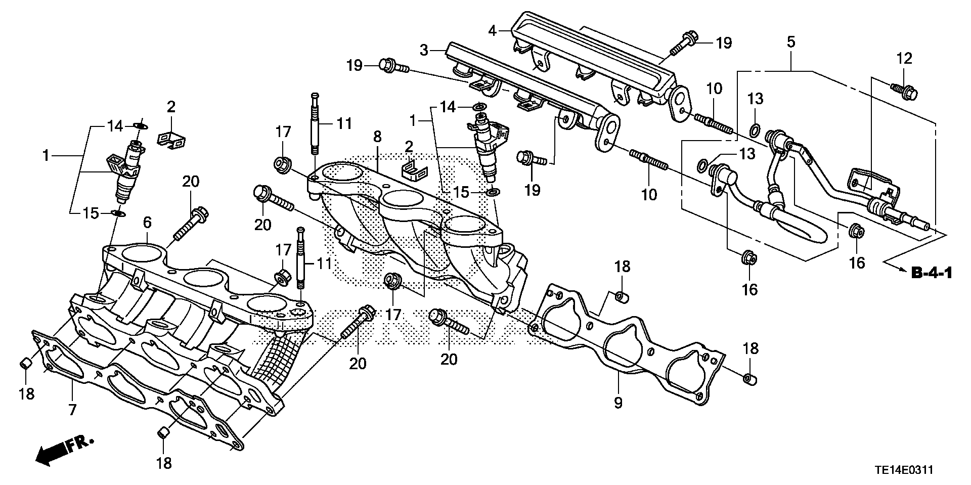 Diagram FUEL INJECTOR (V6) for your 2022 Honda Passport  TSPORT 5D 