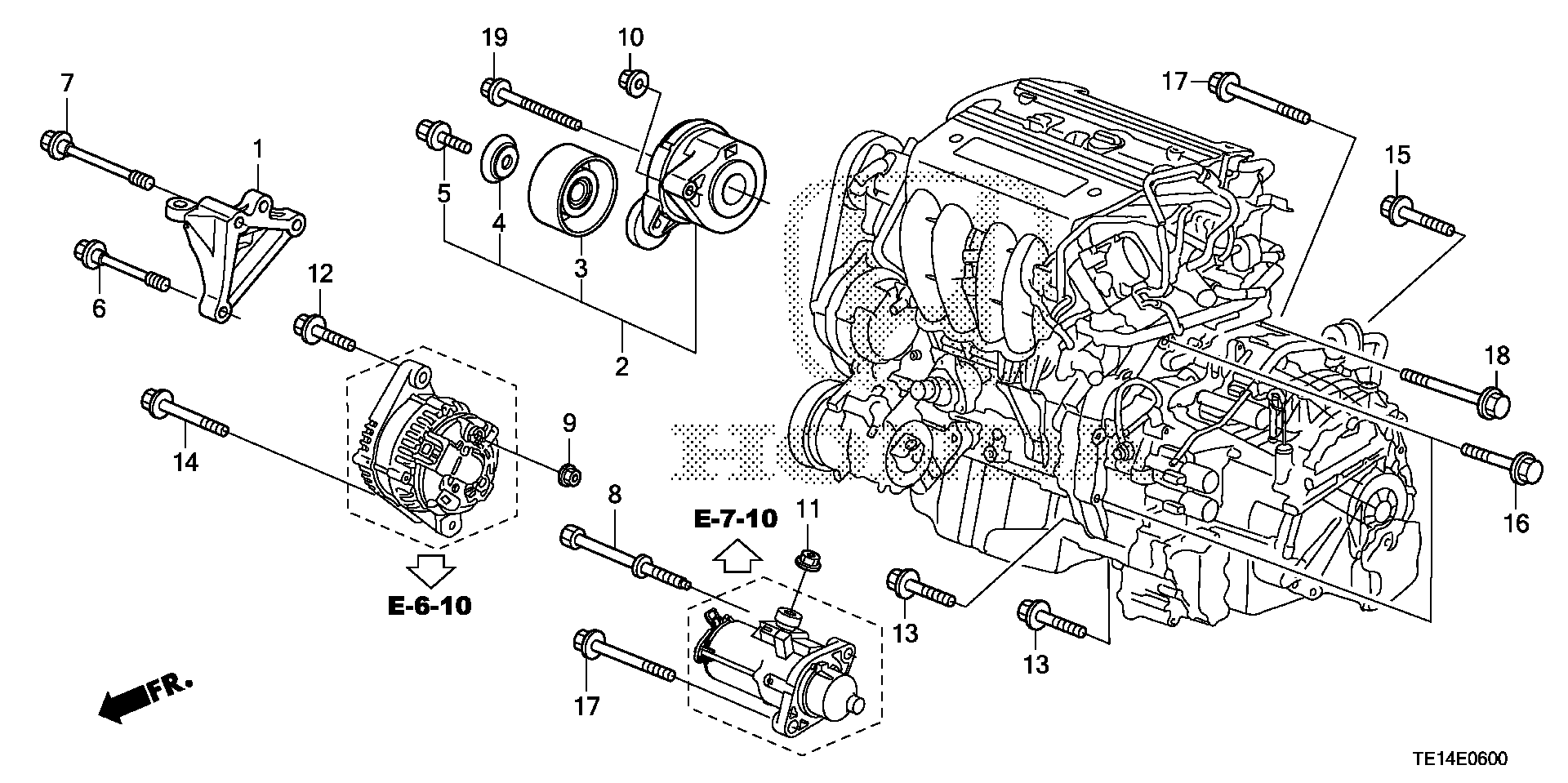 Diagram ENGINE MOUNTING BRACKET (L4) for your 2004 Honda Civic   