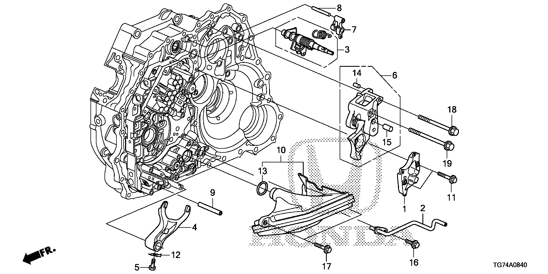 Diagram SHIFT FORK (6AT) for your 2004 Honda Accord Coupe   