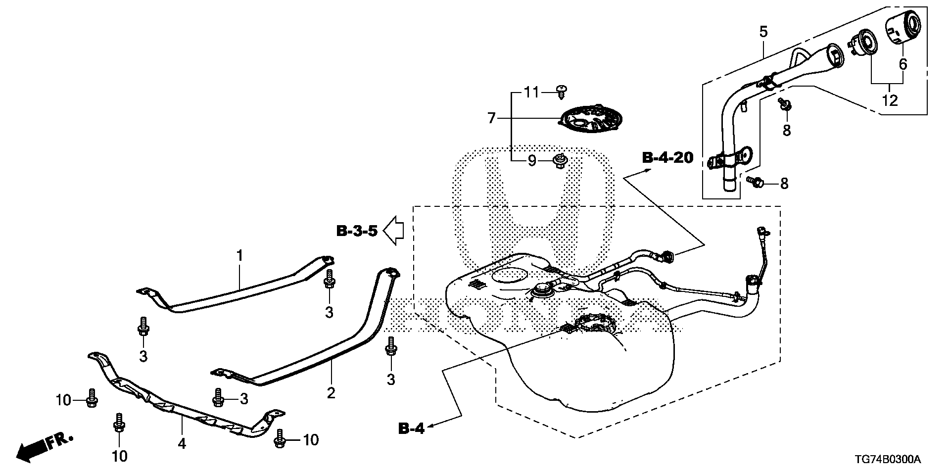 Diagram FUEL FILLER PIPE (1) for your Honda Pilot  