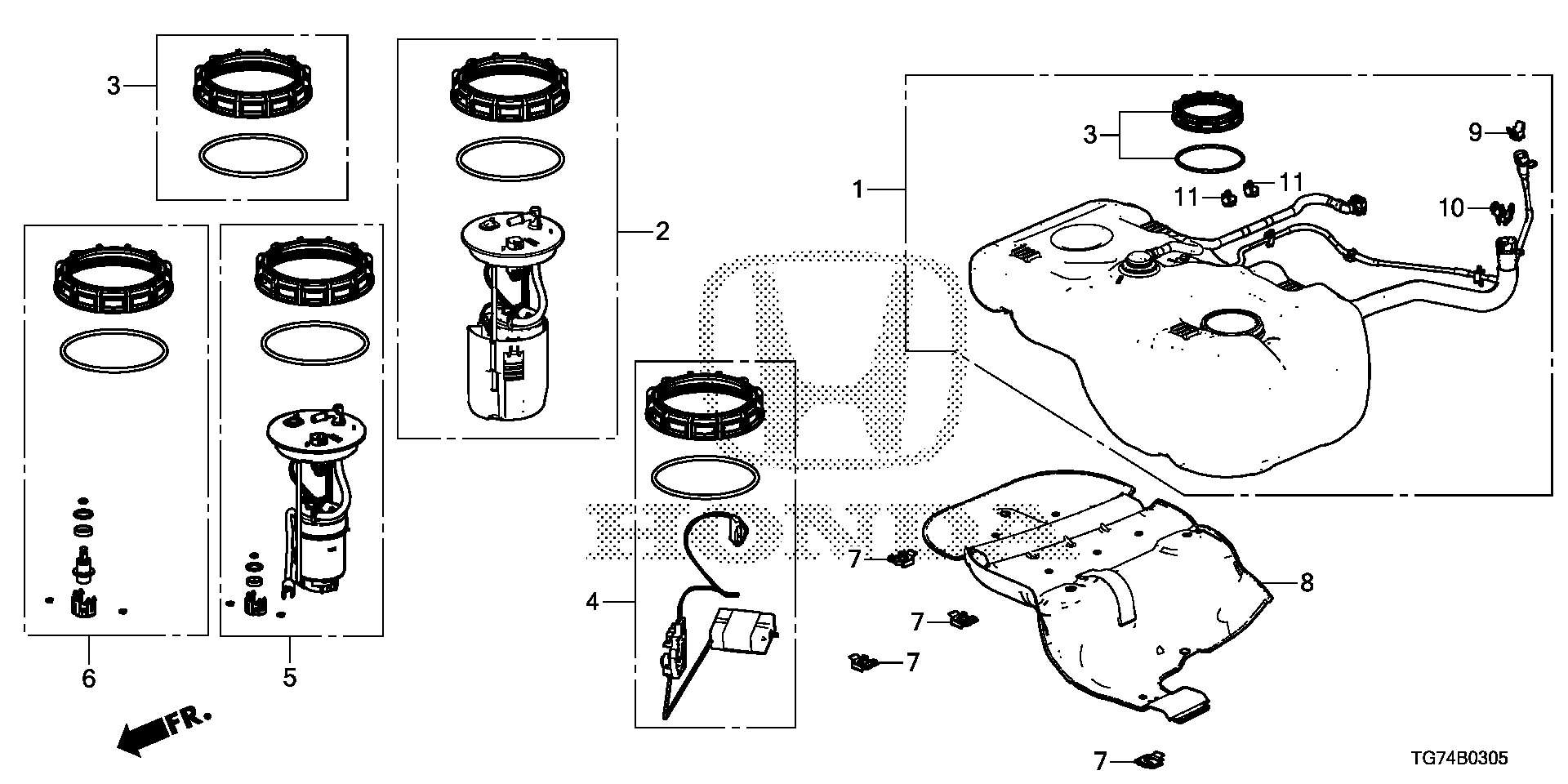 Diagram FUEL TANK (1) for your Honda Pilot  