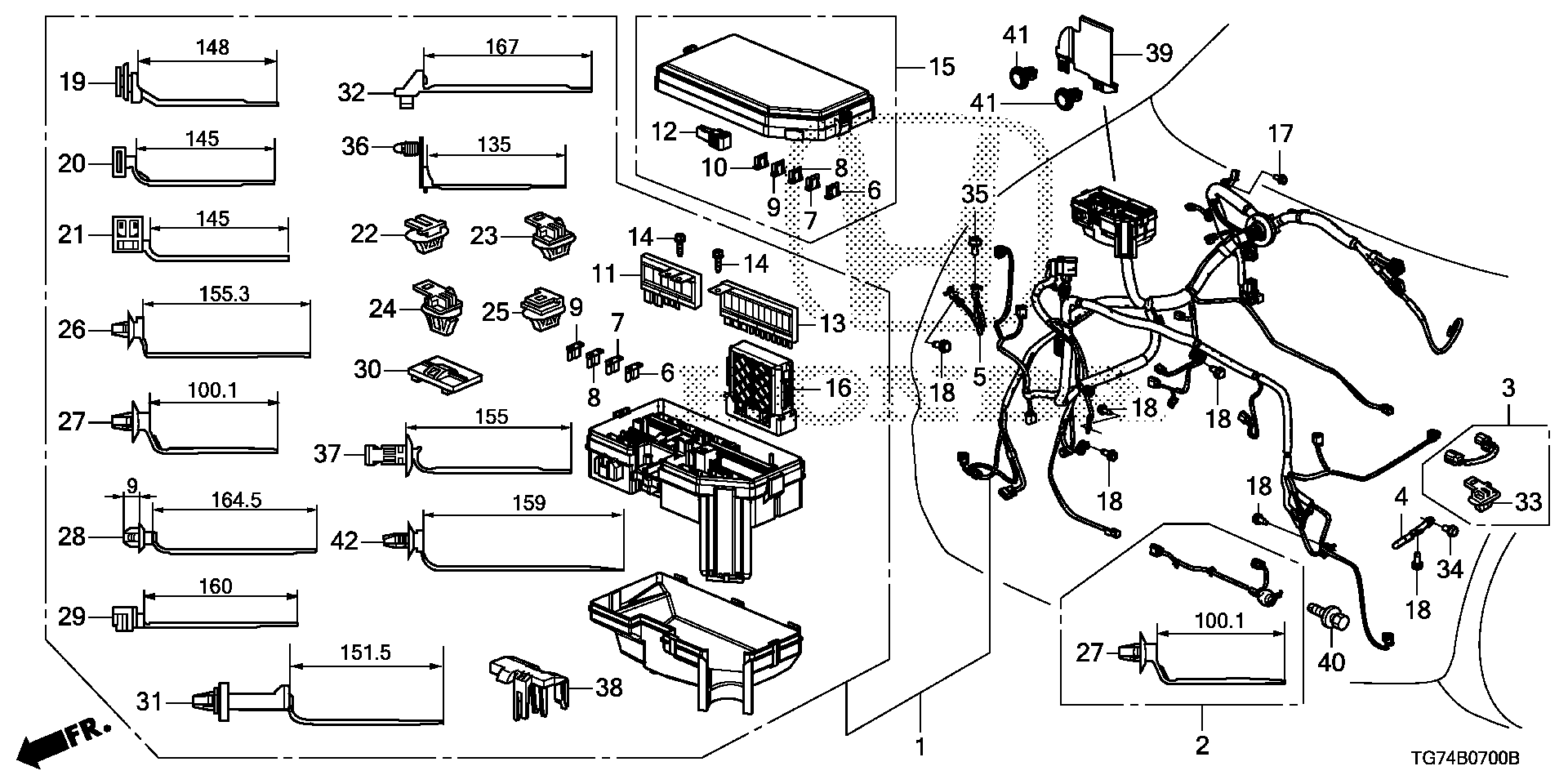 Diagram WIRE HARNESS (1) for your 2019 Honda Pilot   