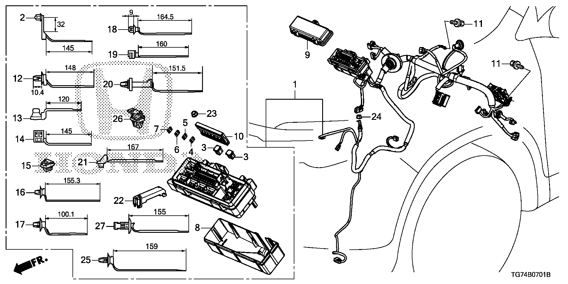 Honda Pilot Wire harness, l. Cabin. Electrical 32120TG7A21 Honda