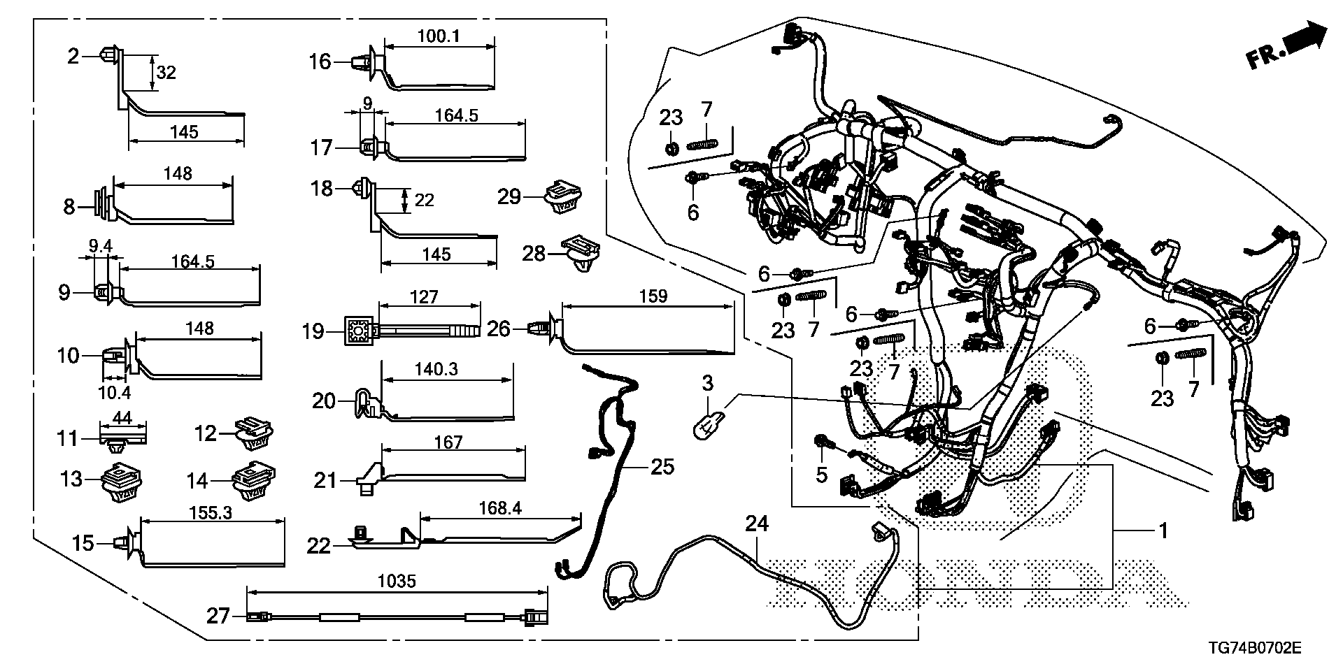 Diagram WIRE HARNESS (3) for your 1986 Honda Civic Hatchback   