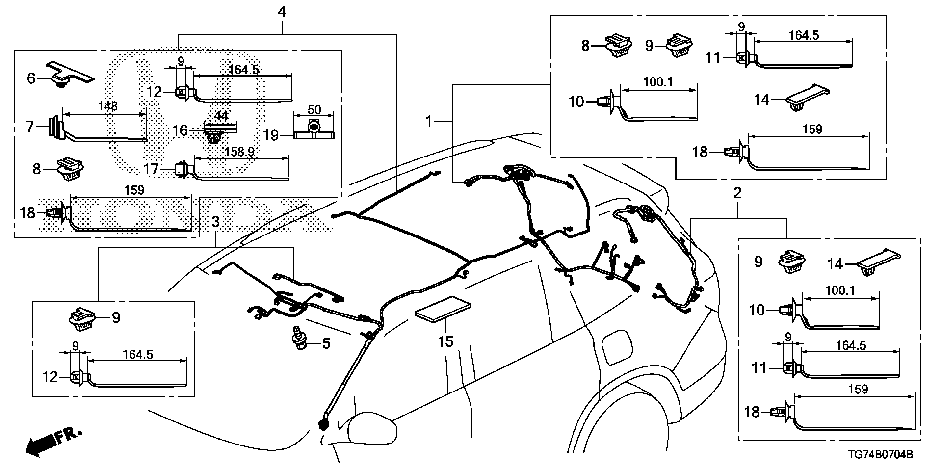 Diagram WIRE HARNESS (5) for your 2019 Honda Pilot   