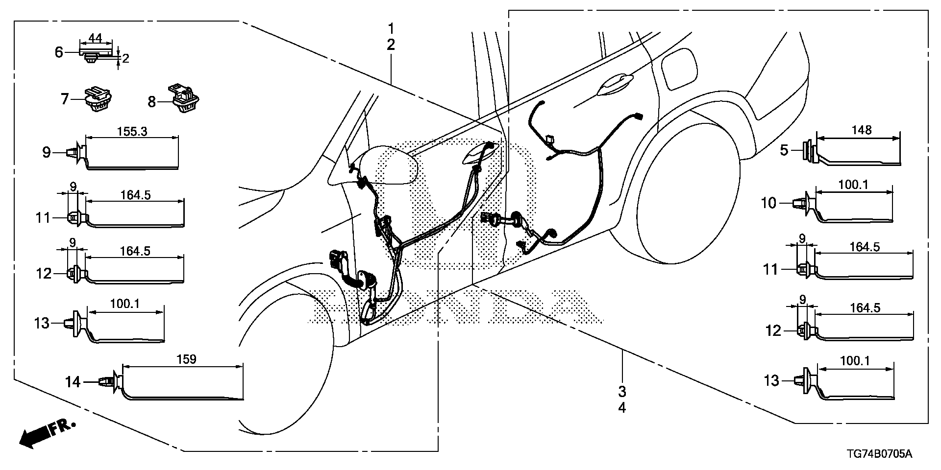 Diagram WIRE HARNESS (6) for your 2019 Honda Pilot   