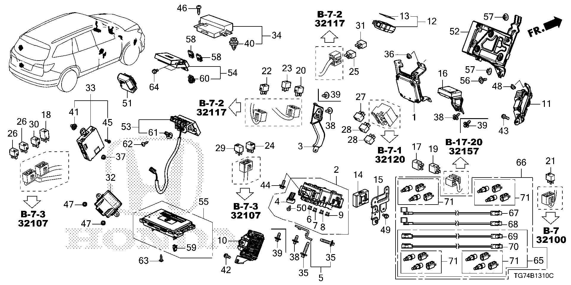 Diagram CONTROL UNIT (CABIN) (1) for your Honda Pilot  