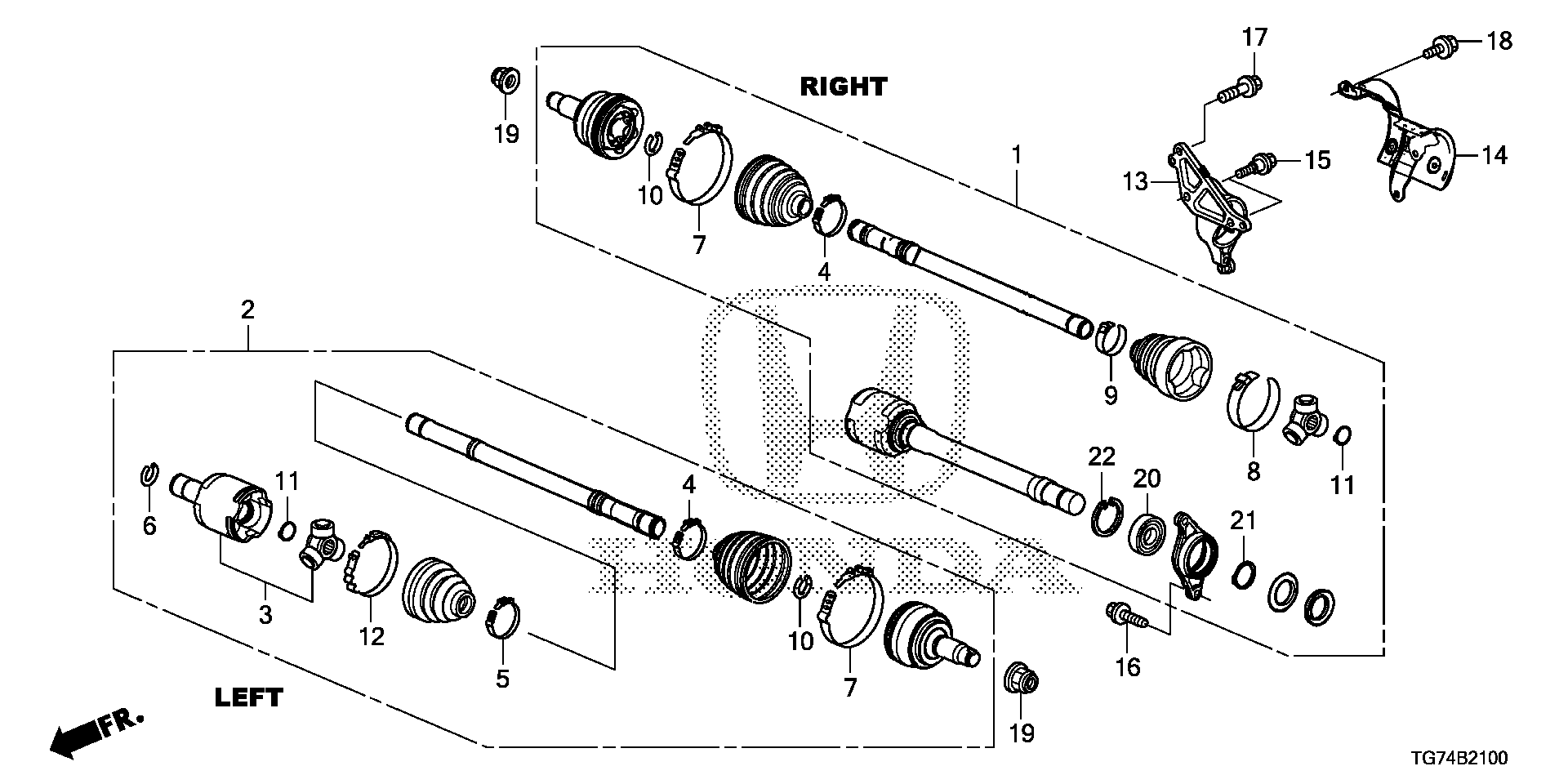 44512-SZA-A00 - Honda Base, half shaft bearing support. Driveshaft ...